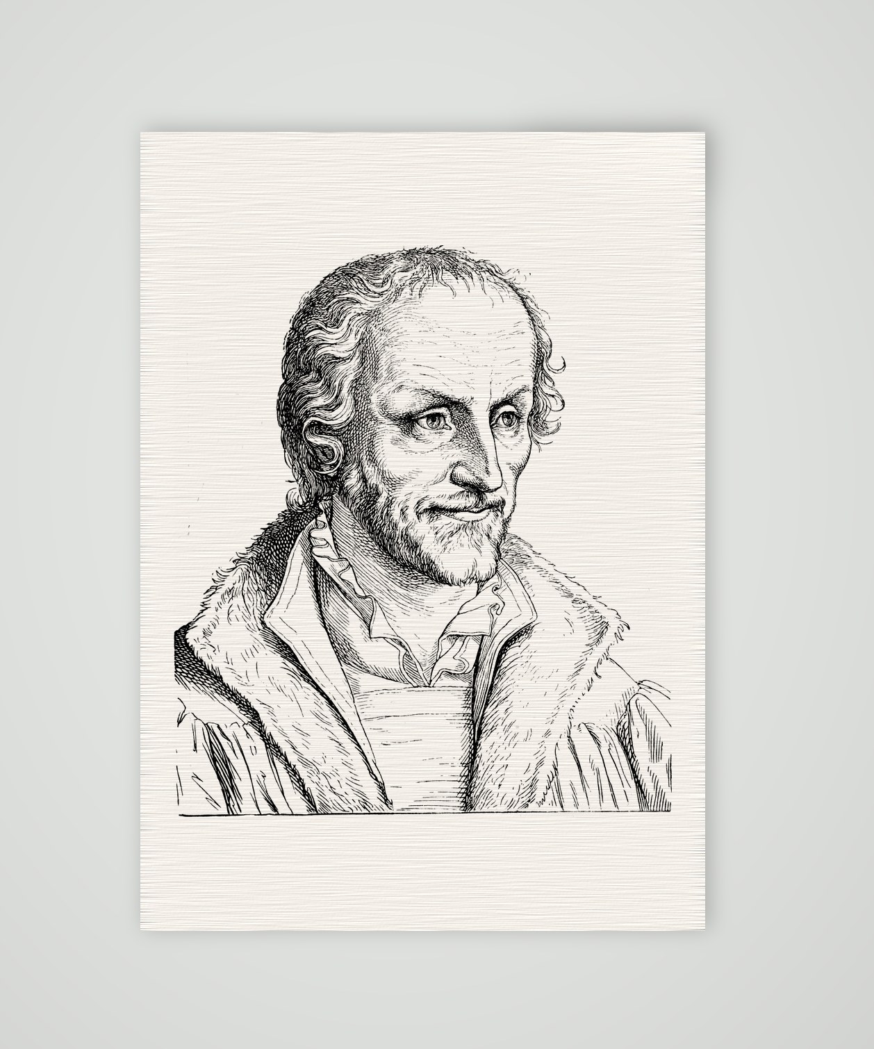 Philipp Melanchthon nach Dürer – Holzstich nach Albrecht Dürer, Kunstdruck auf Leinenpapier