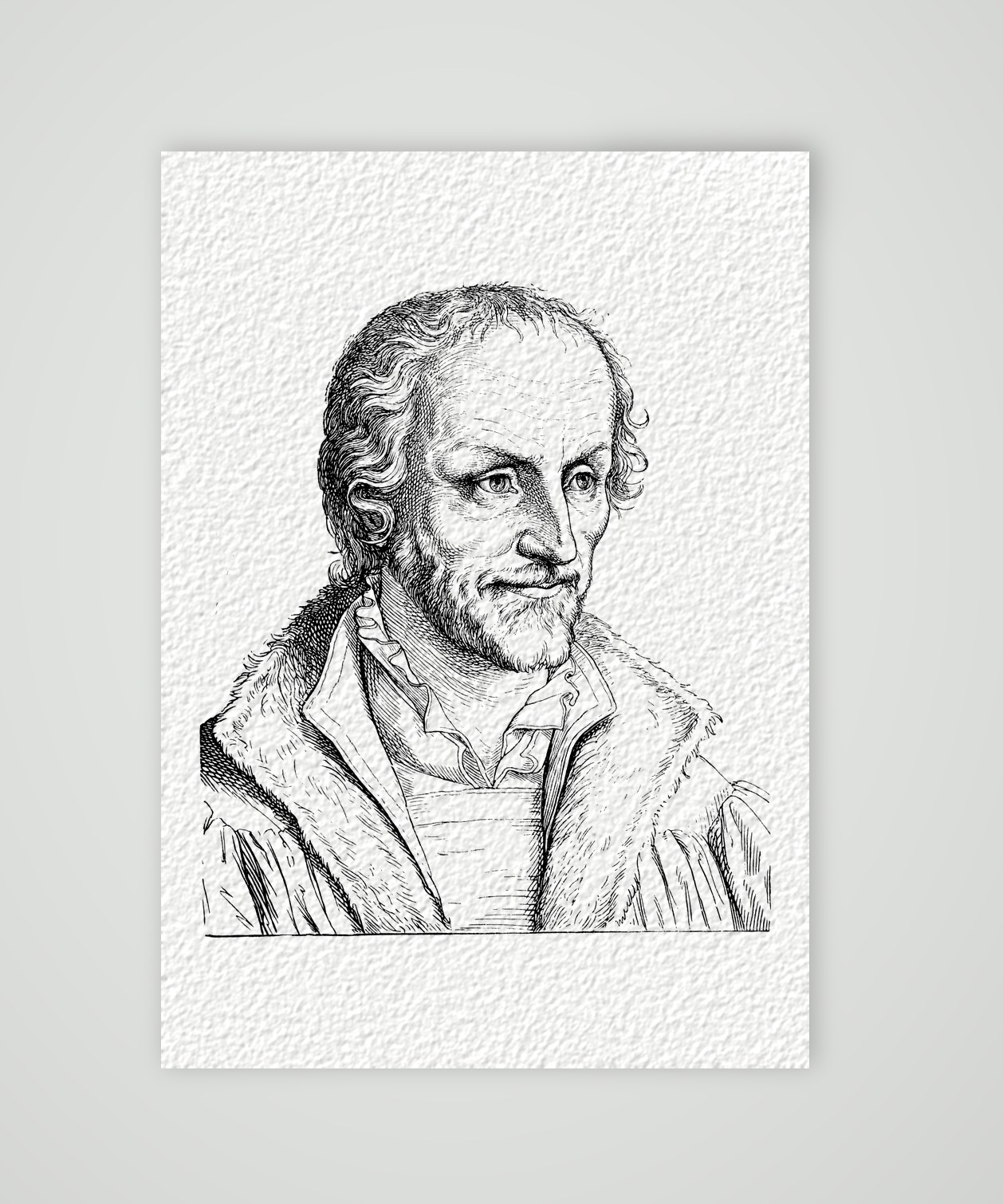 Philipp Melanchthon nach Dürer – Holzstich nach Albrecht Dürer, Kunstdruck auf Hahnemühle-Büttenpapier