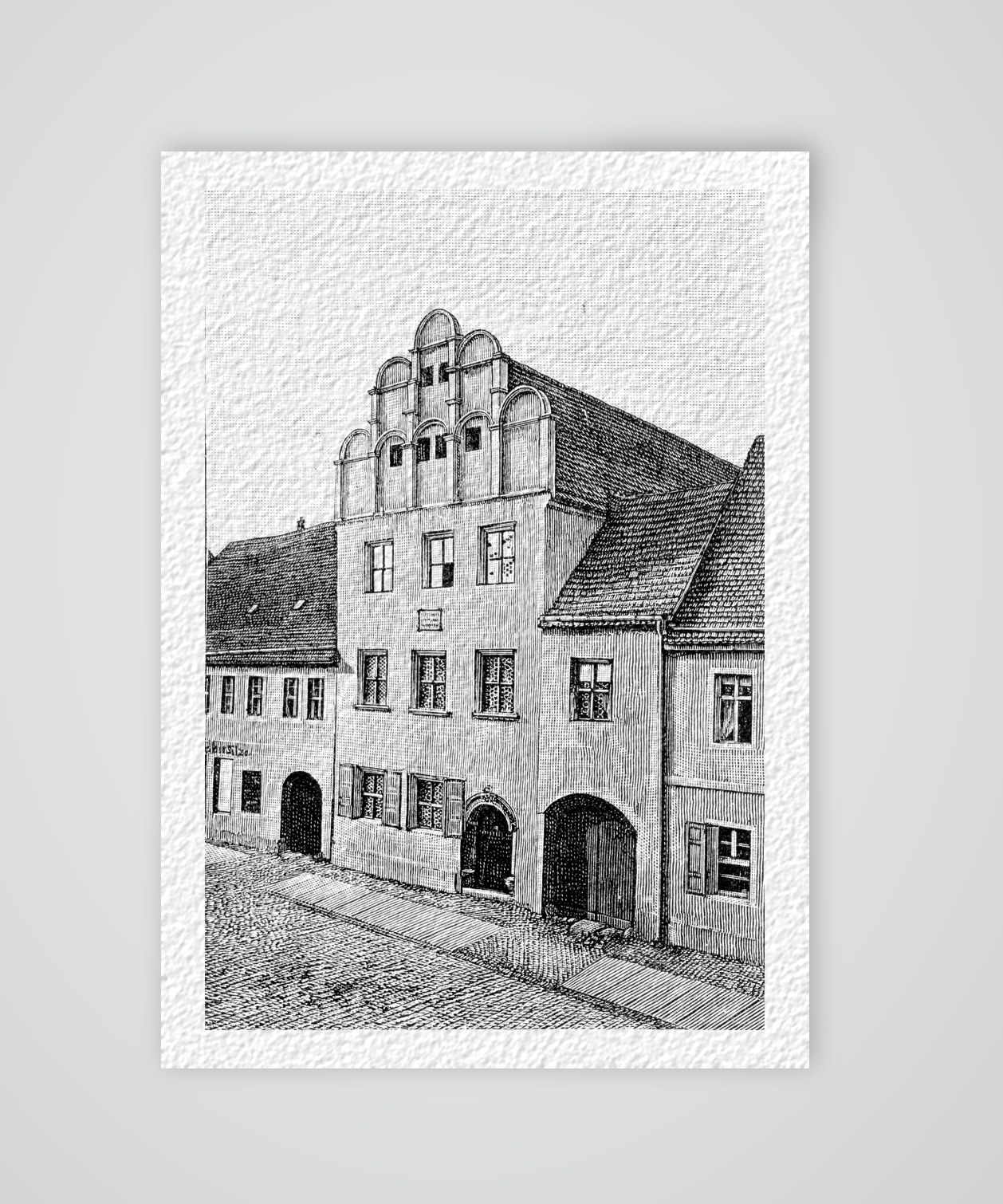 Melanchthons Wohnhaus in Wittenberg – Holzstich, Kunstdruck auf Hahnemühle-Büttenpapier