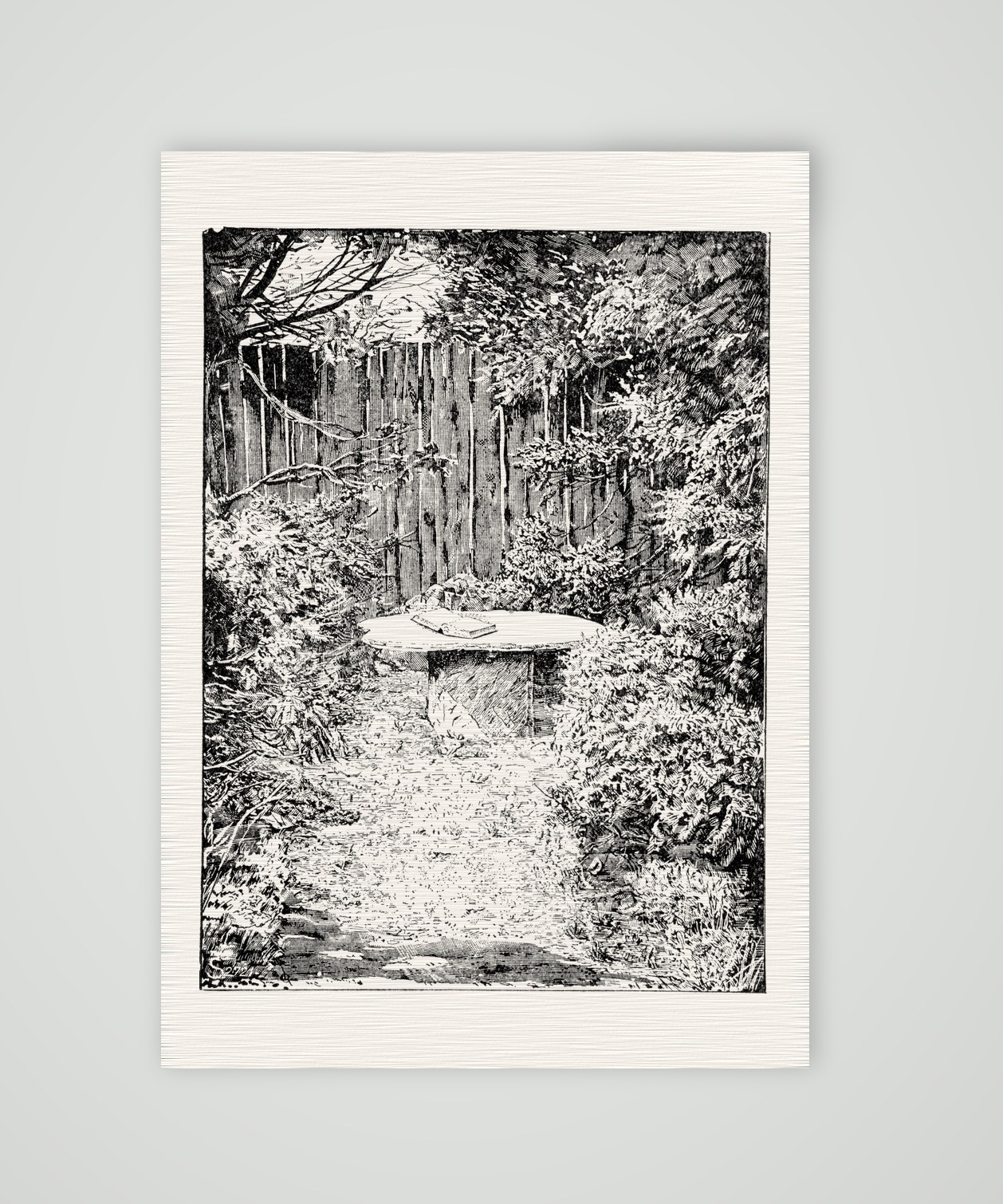 Melanchthons Lieblingsplatz im Garten zu Wittenberg – Holzstich, Kunstdruck auf Leinenpapier