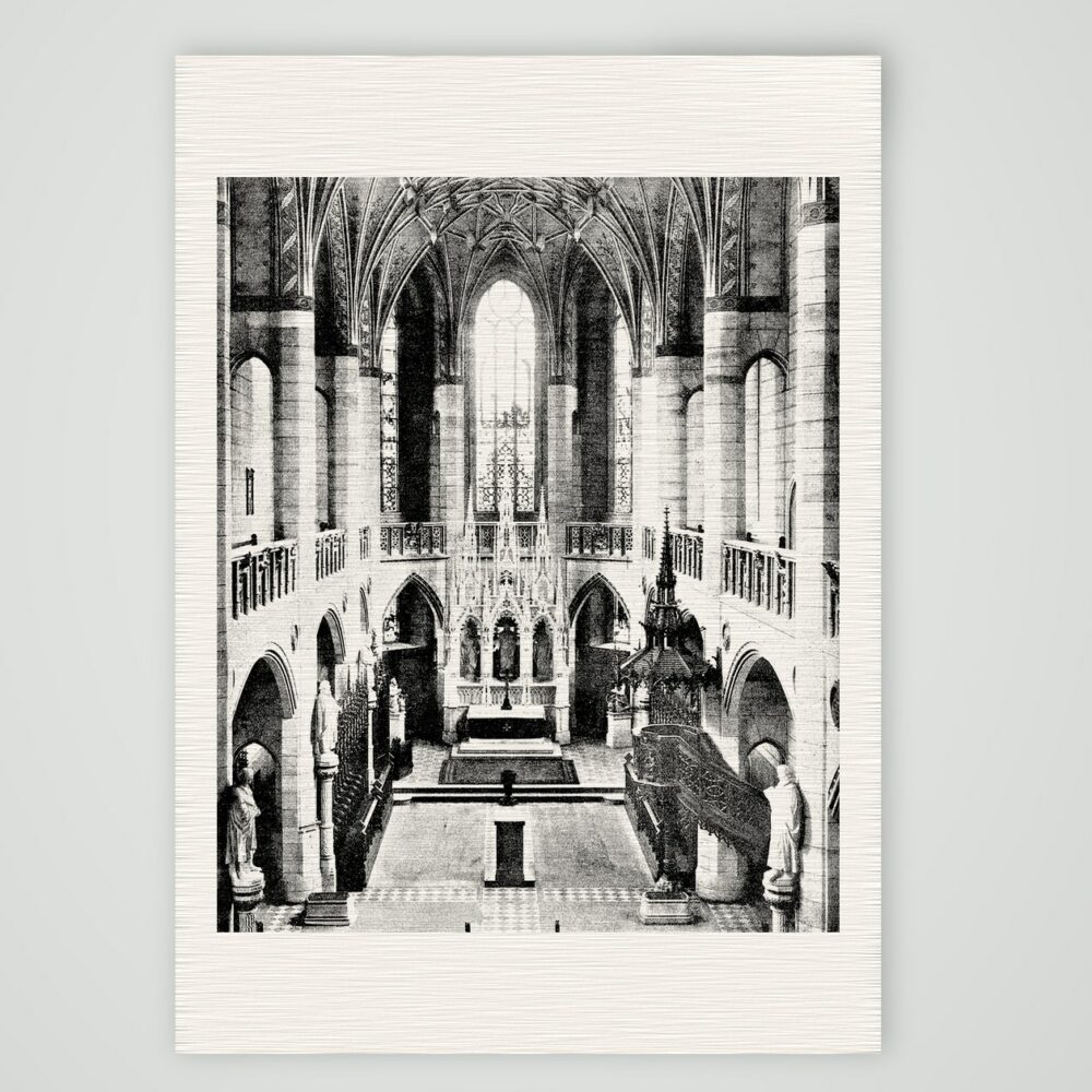 Wittenberg, das Innere der Schlosskirche – Buchreproduktion nach Fotografie, Kunstdruck auf Leinenpapier