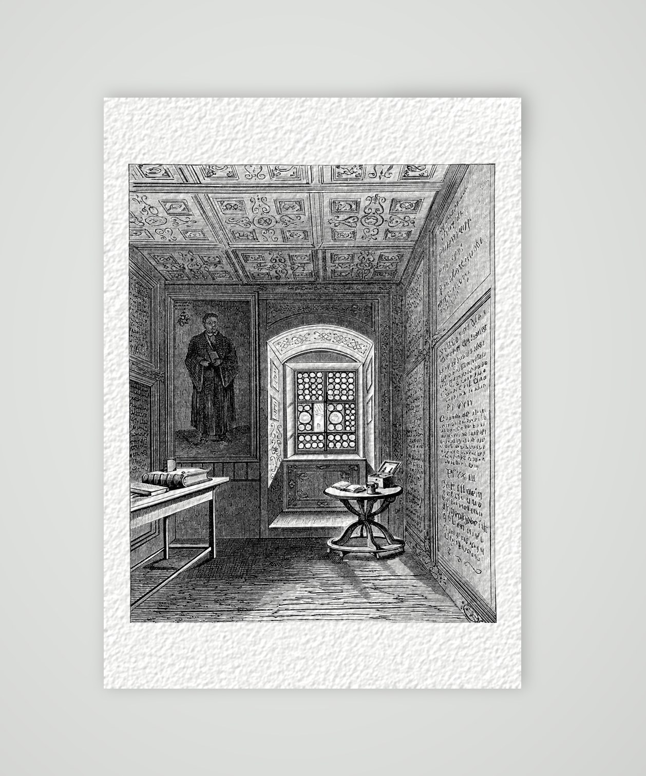 Luthers Klosterzelle in Erfurt – Holzstich, Kunstdruck auf Hahnemühle-Büttenpapier