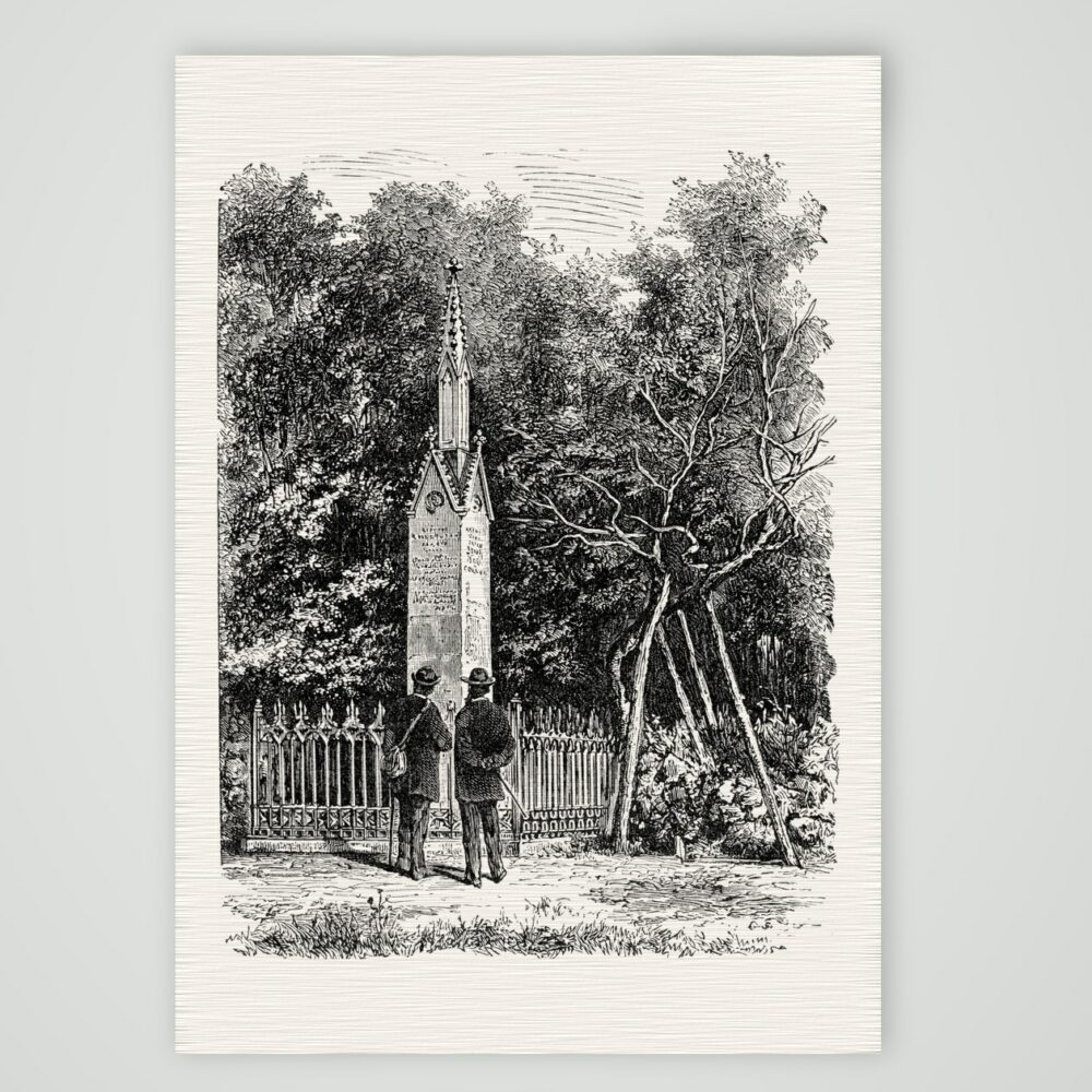 Das Lutherbuchen-Denkmal bei Altenstein – Holzstich, Kunstdruck auf Leinenpapier