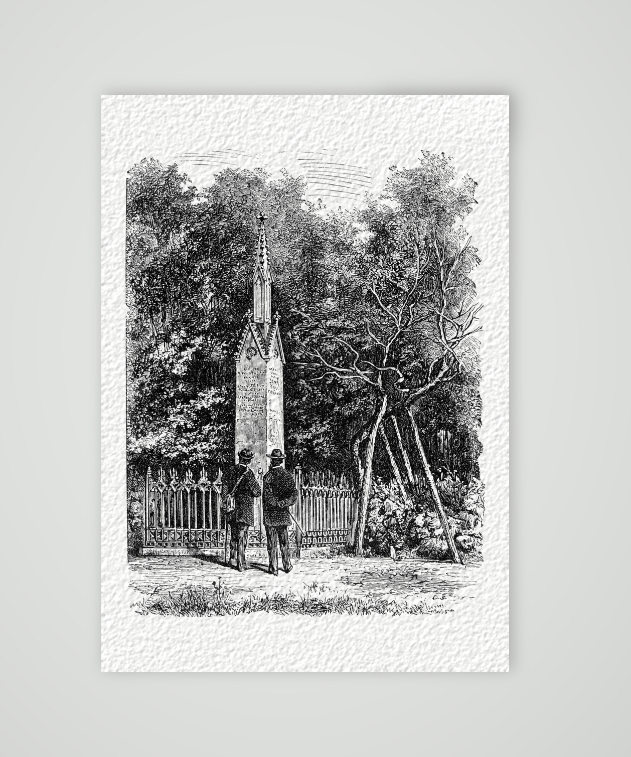 Das Lutherbuchen-Denkmal bei Altenstein – Holzstich, Kunstdruck auf Hahnemühle-Büttenpapier