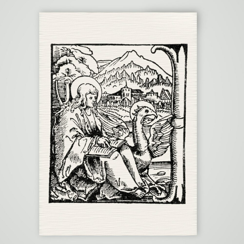 Initiale aus der Septemberbibel 1522 – Faksimile nach Holzschnitt von 1522, Kunstdruck auf Leinenpapier