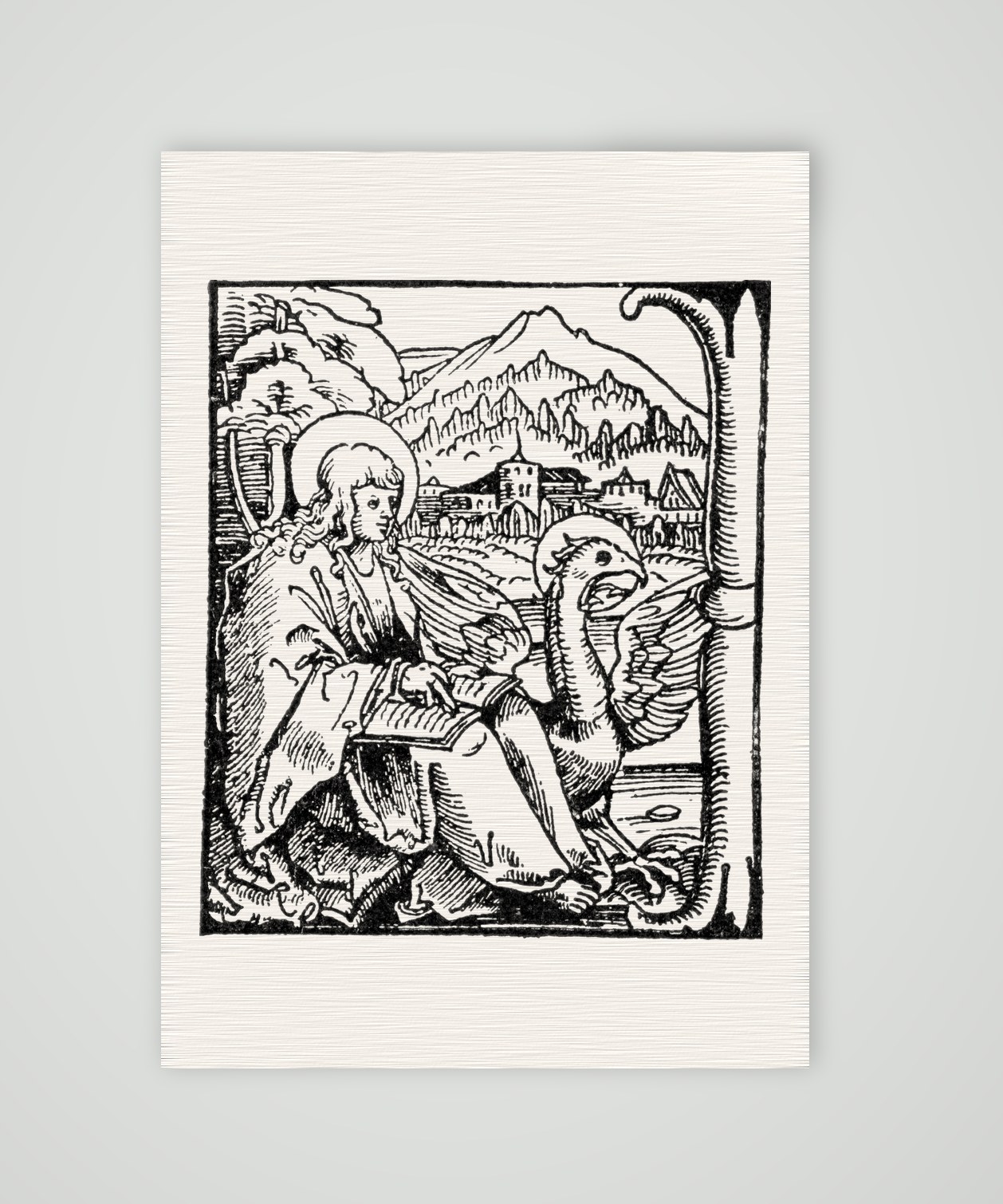 Initiale aus der Septemberbibel 1522 – Faksimile nach Holzschnitt von 1522, Kunstdruck auf Leinenpapier