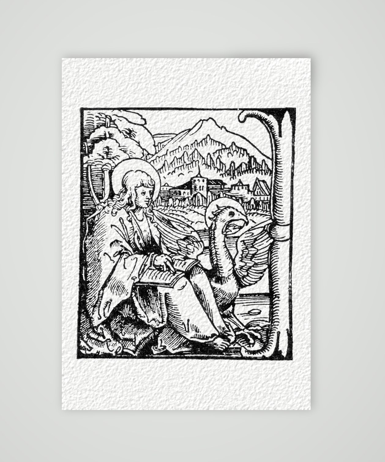 Initiale aus der Septemberbibel 1522 – Faksimile nach Holzschnitt von 1522, Kunstdruck auf Hahnemühle-Büttenpapier