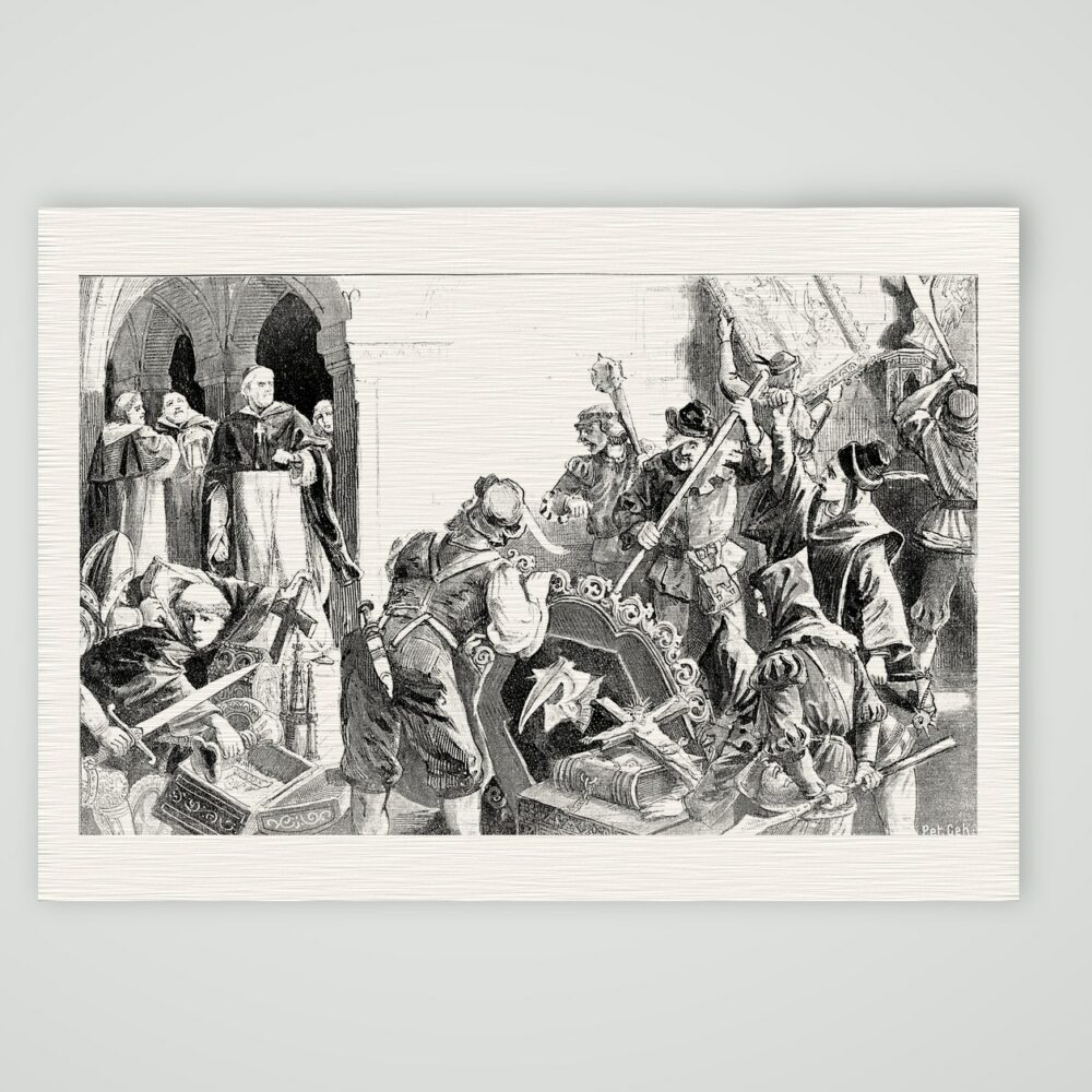 Die Bilderstürmer in Wittenberg – Buchreproduktion, Kunstdruck auf Leinenpapier