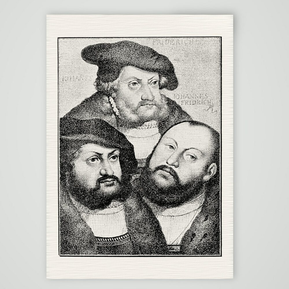 Die drei sächsischen Kurfürsten nach Cranach – Buchreproduktion nach Lucas Cranach, Kunstdruck auf Leinenpapier