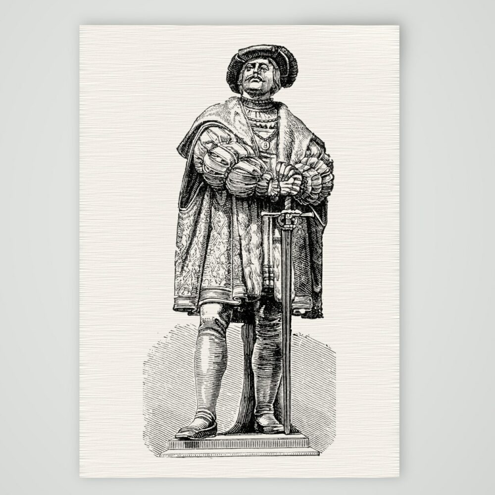 Philipp der Großmütige – nach seinem Standbild – Holzstich, Kunstdruck auf Leinenpapier