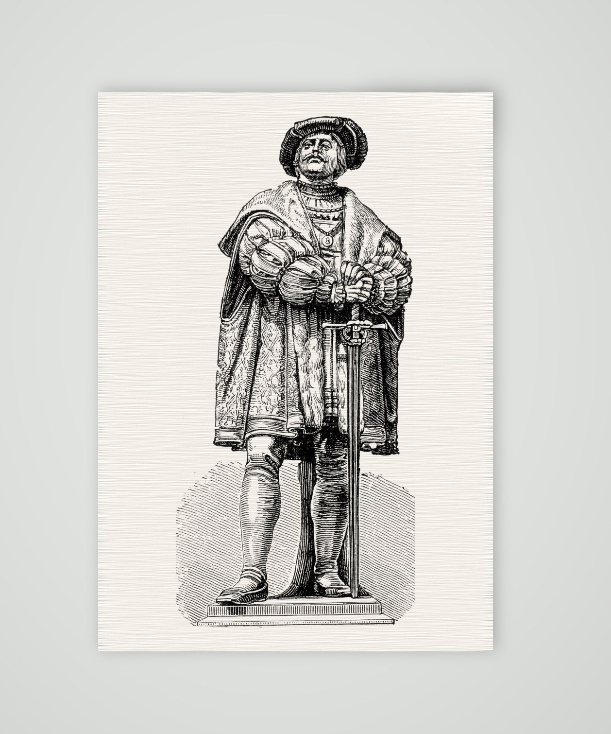Philipp der Großmütige – nach seinem Standbild – Holzstich, Kunstdruck auf Leinenpapier