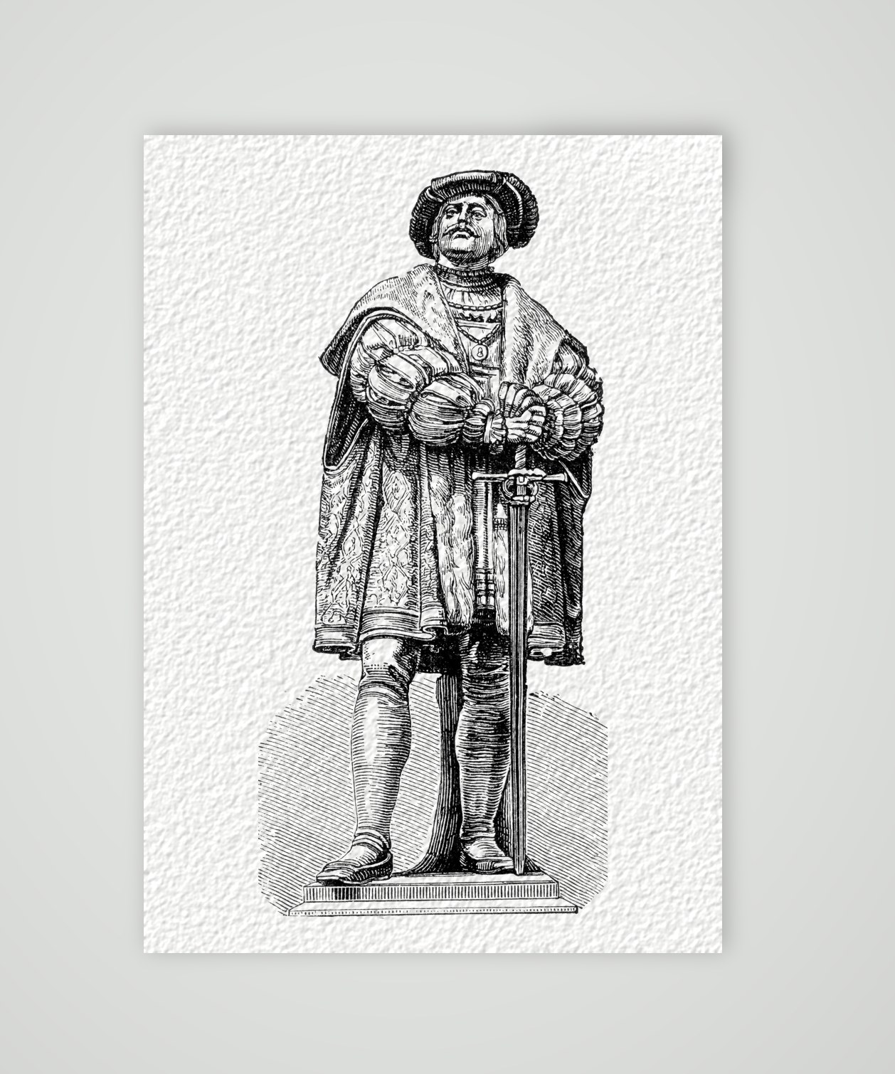 Philipp der Großmütige – nach seinem Standbild – Holzstich, Kunstdruck auf Hahnemühle-Büttenpapier