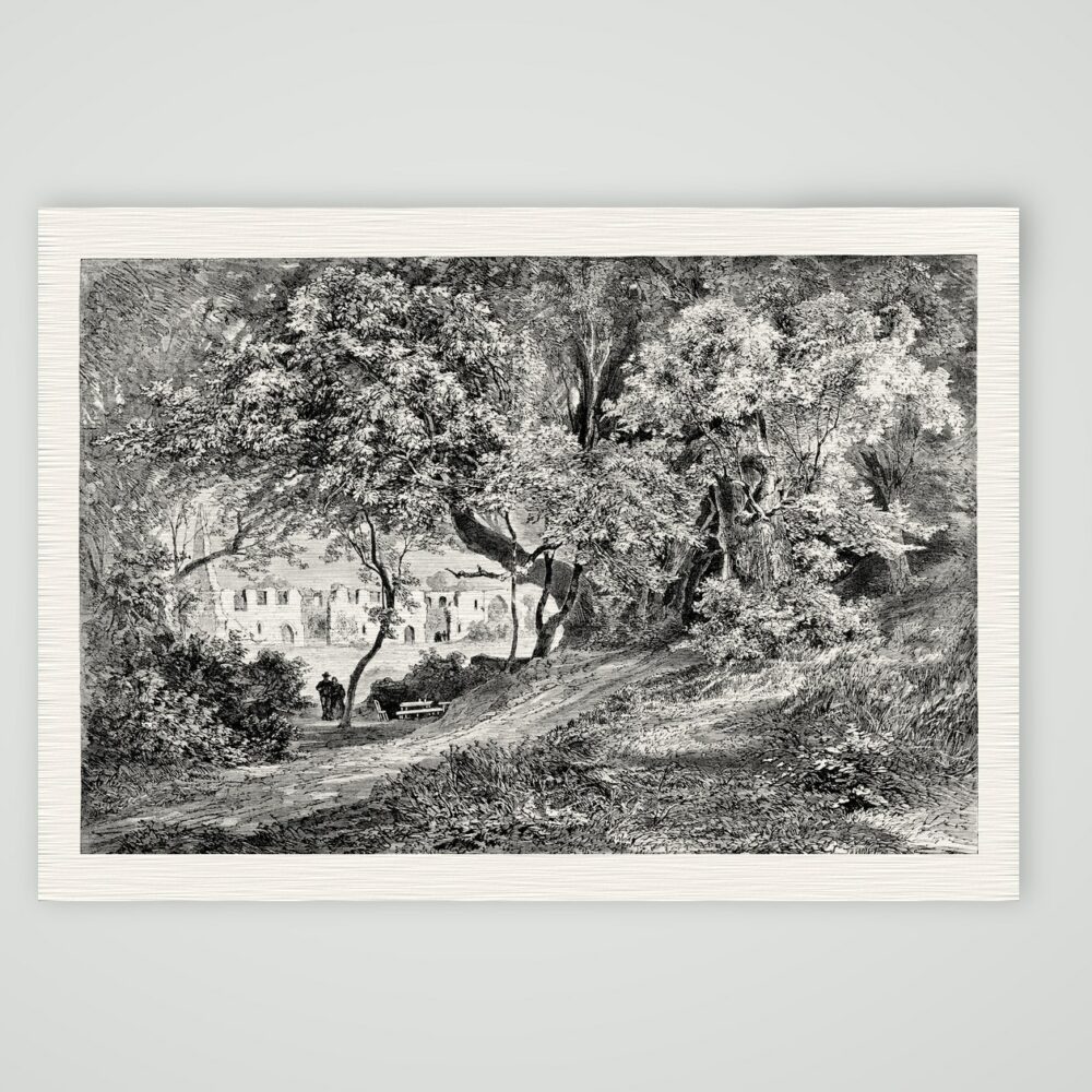 Kloster Nimbschen bei Grimma – Holzstich, Kunstdruck auf Leinenpapier
