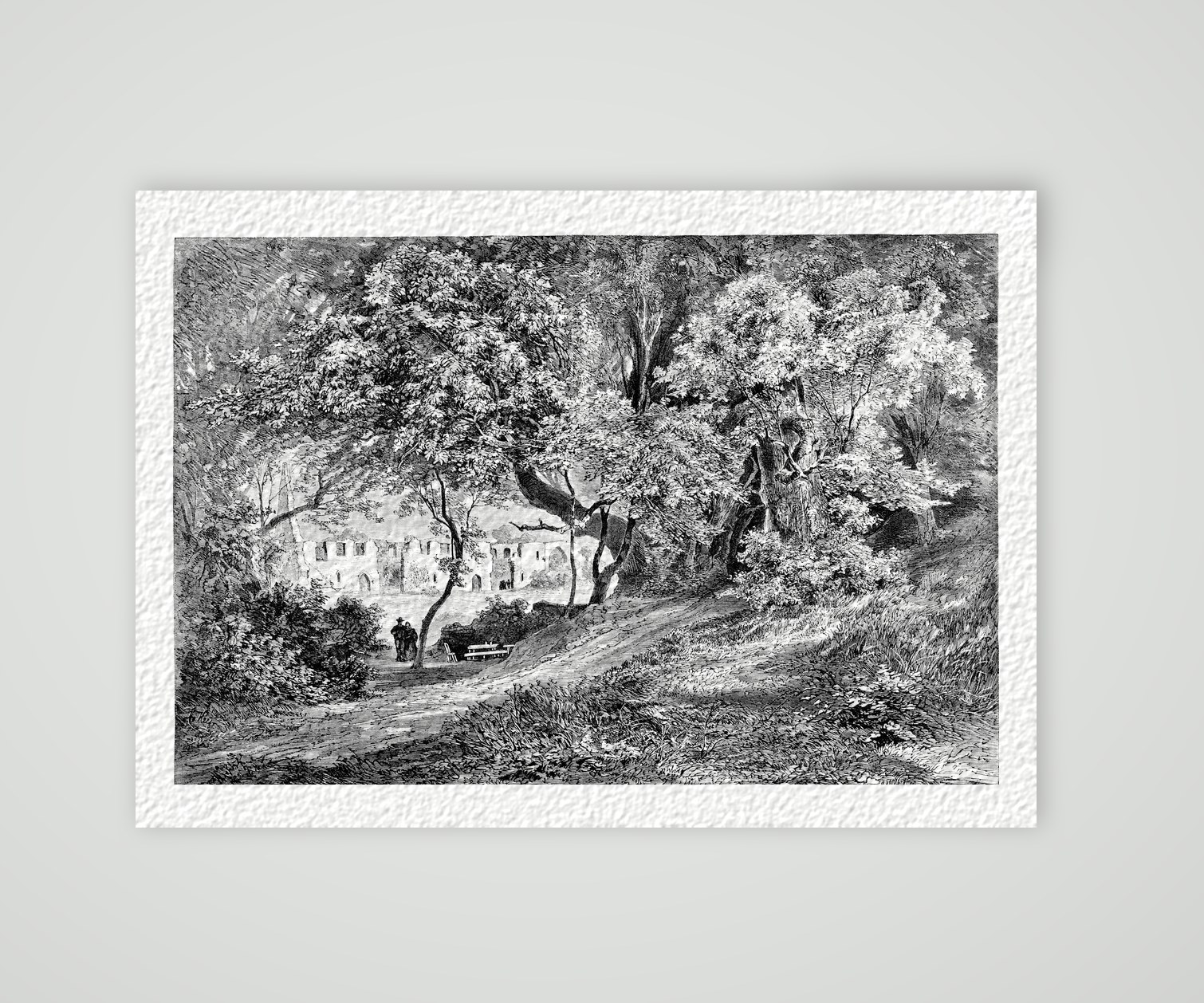Kloster Nimbschen bei Grimma – Holzstich, Kunstdruck auf Hahnemühle-Büttenpapier
