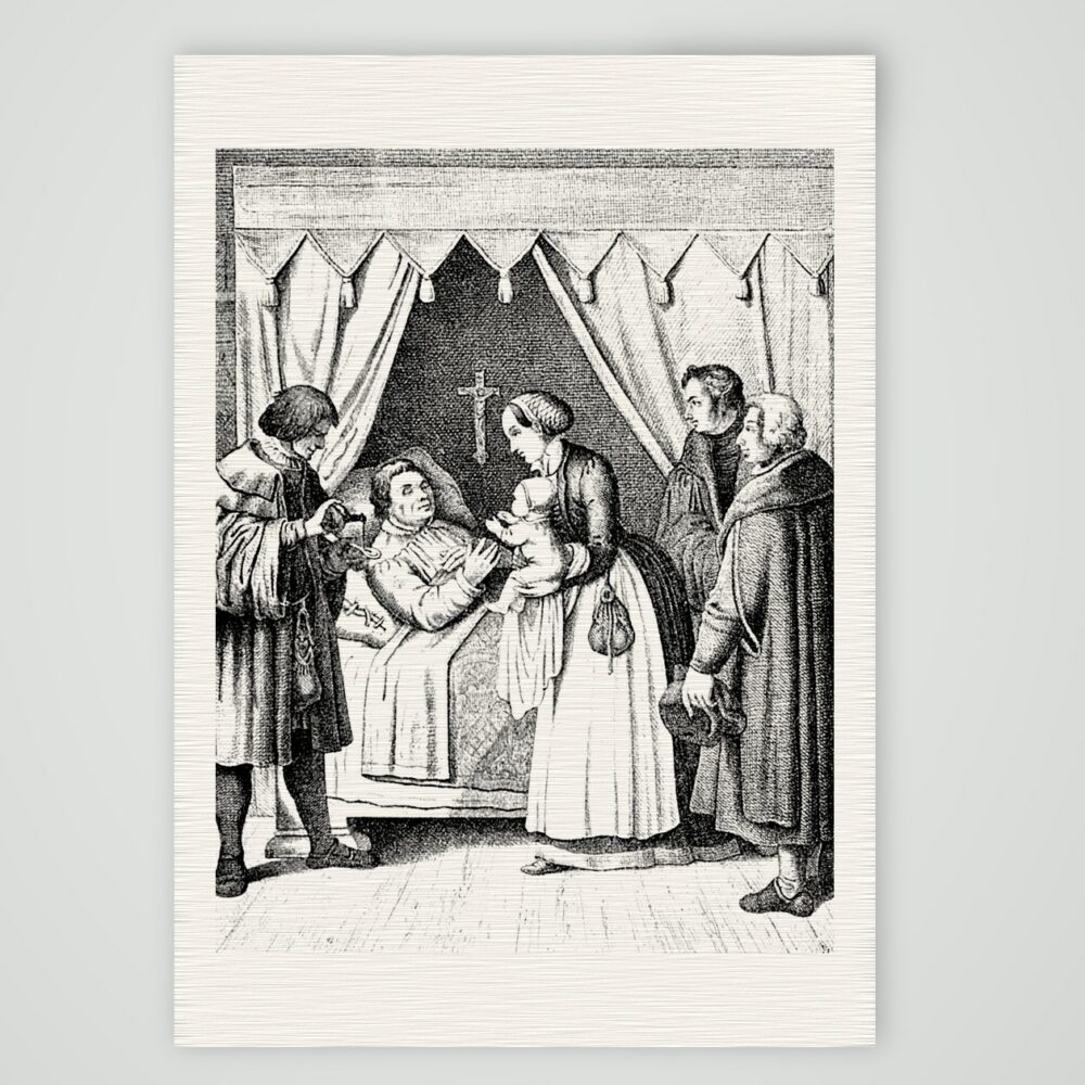 Luther in seiner Krankheit 1527 – Illustration, Kunstdruck auf Leinenpapier
