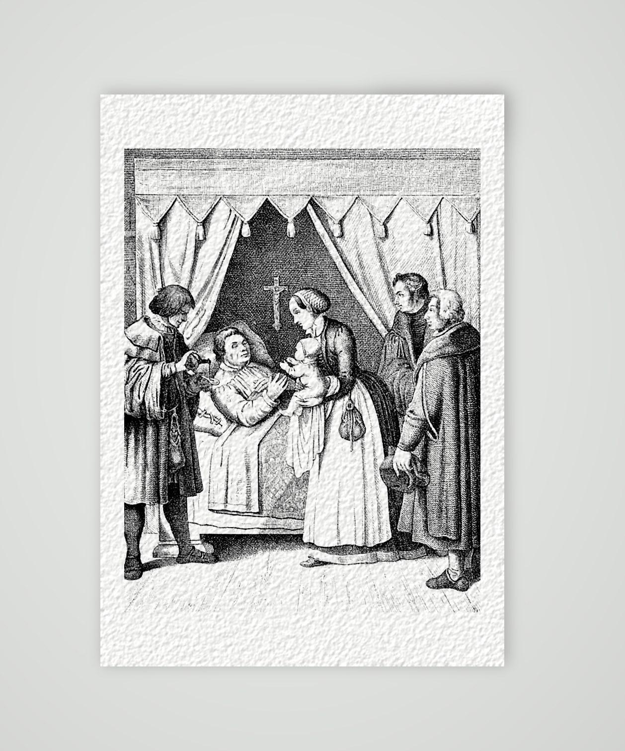 Luther in seiner Krankheit 1527 – Illustration, Kunstdruck auf Hahnemühle-Büttenpapier