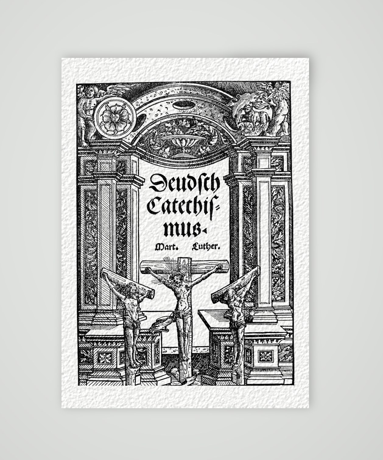 Titelblatt zu Luthers Großem Katechismus 1529 – Faksimile nach Holzschnitt von 1529, Kunstdruck auf Hahnemühle-Büttenpapier