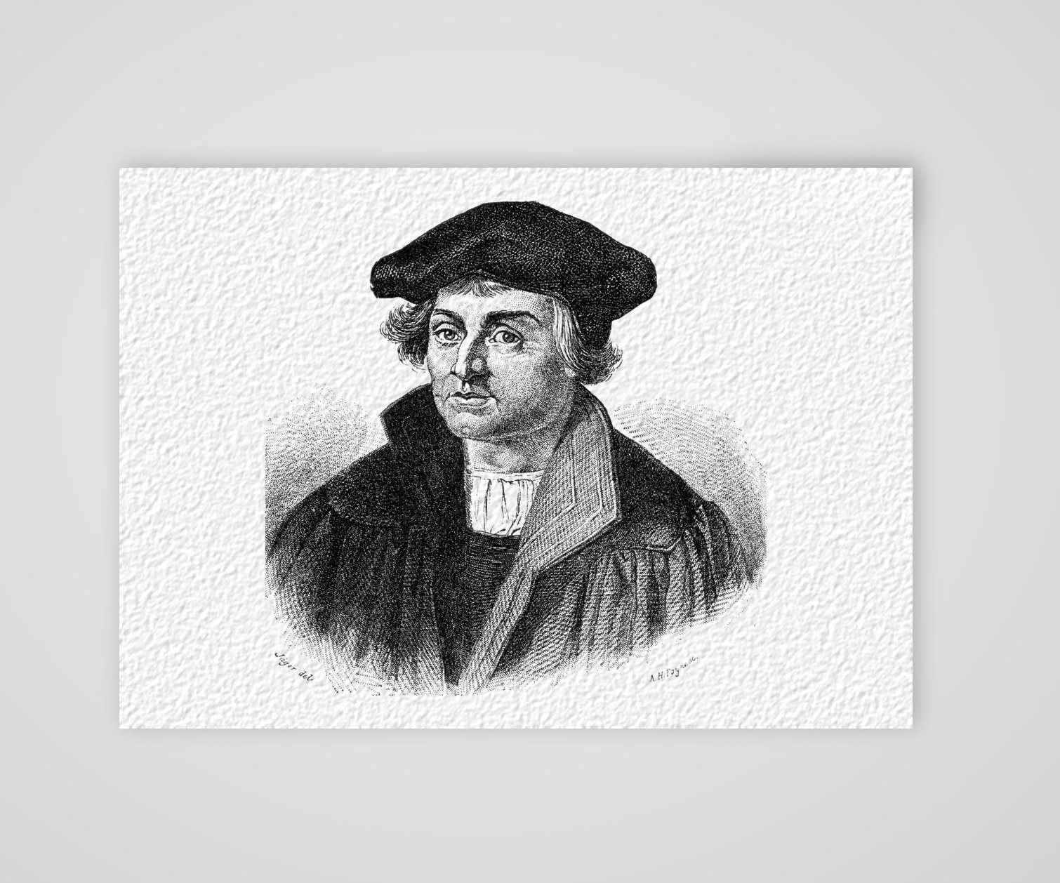 Johannes Bugenhagen – Bildnis im Stahlstich – Stahlstich, Kunstdruck auf Hahnemühle-Büttenpapier