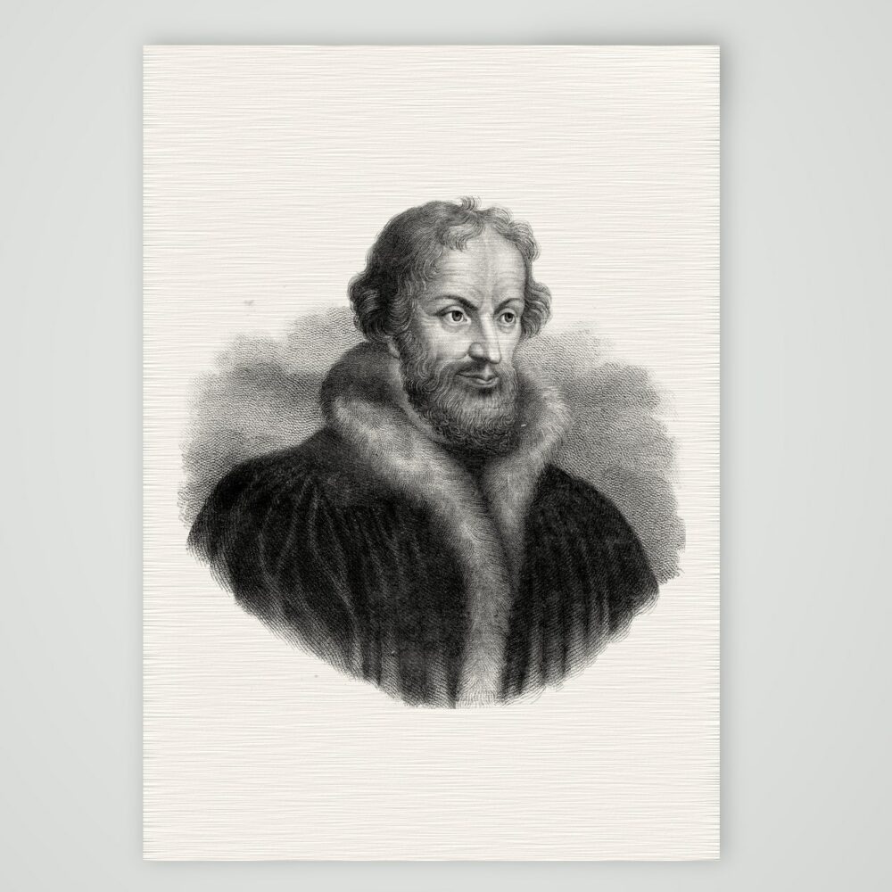 Philipp Melanchthon – Stahlstich-Bildnis – Stahlstich, Kunstdruck auf Leinenpapier