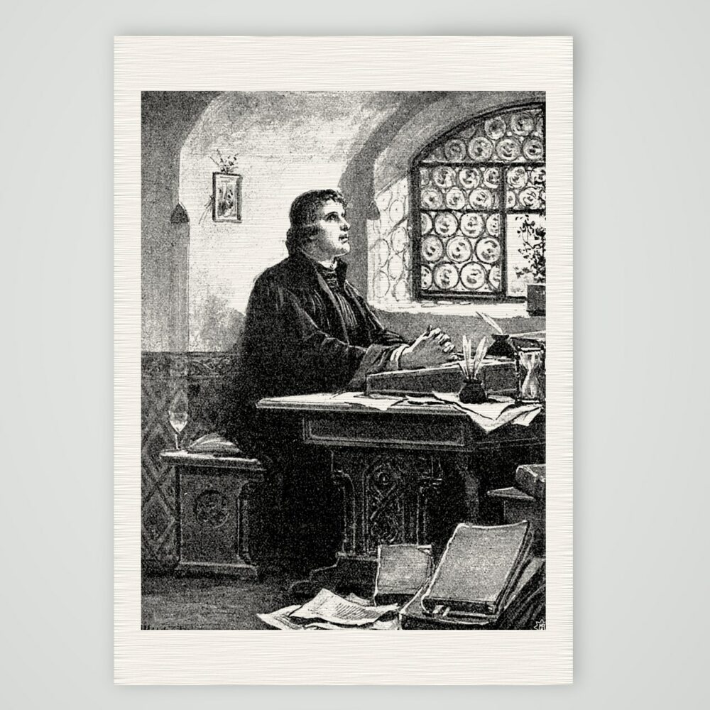 Luther im Gebet auf der Veste Coburg – Buchreproduktion, Kunstdruck auf Leinenpapier