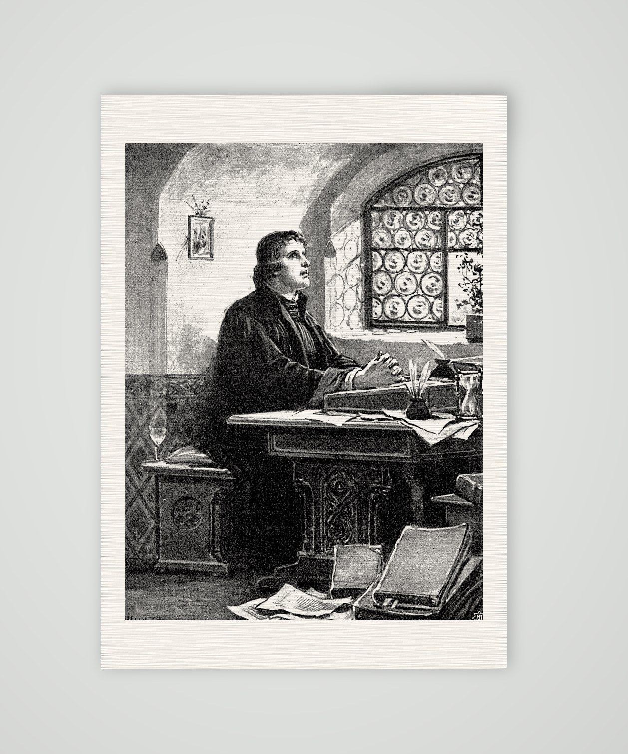 Luther im Gebet auf der Veste Coburg – Buchreproduktion, Kunstdruck auf Leinenpapier