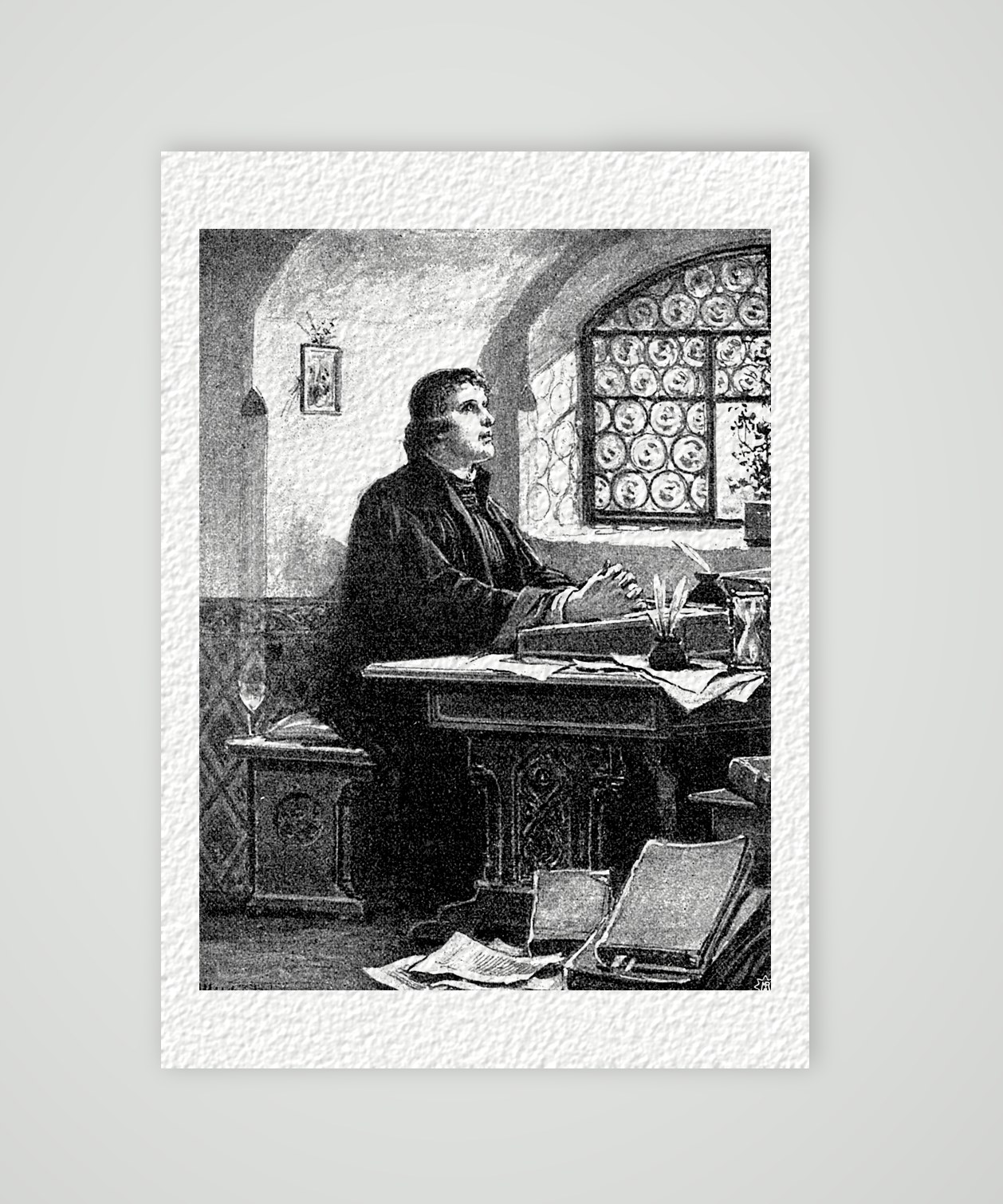 Luther im Gebet auf der Veste Coburg – Buchreproduktion, Kunstdruck auf Hahnemühle-Büttenpapier