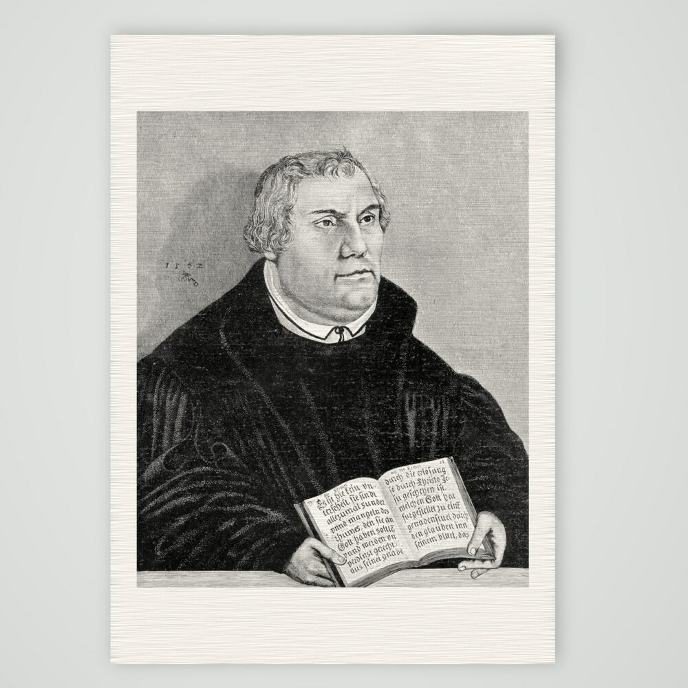 Martin Luther nach Lucas Cranach d. J. (1552) – Buchreproduktion nach dem Gemälde von Lucas Cranach d. J., Kunstdruck auf Leinenpapier