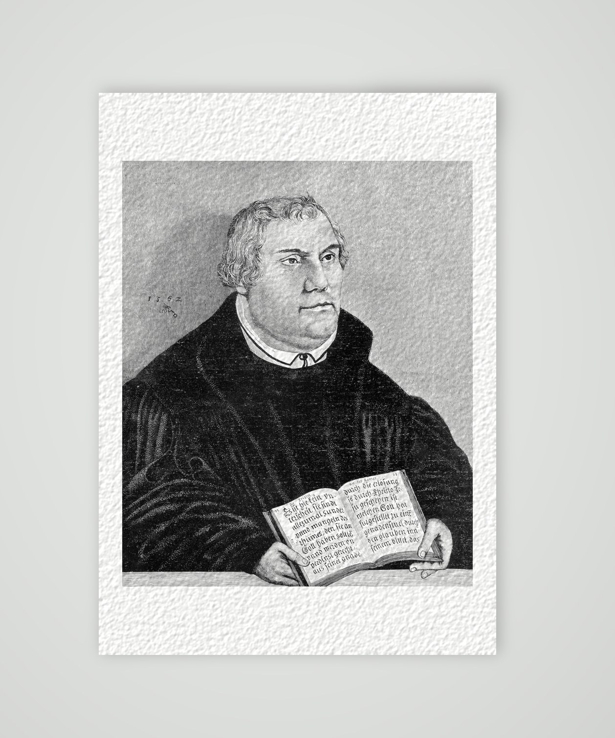 Martin Luther nach Lucas Cranach d. J. (1552) – Buchreproduktion nach dem Gemälde von Lucas Cranach d. J., Kunstdruck auf Hahnemühle-Büttenpapier