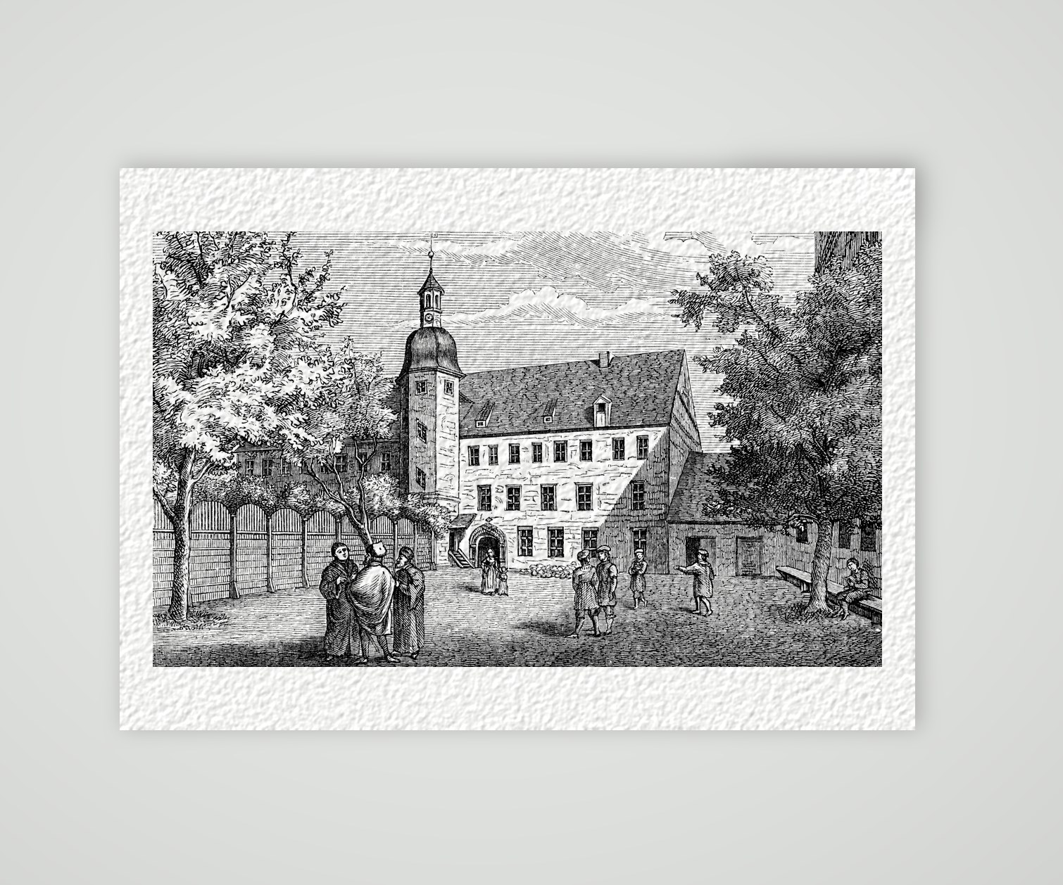 Wittenberg, das Augustinerkloster zu Luthers Zeiten – Holzstich, Kunstdruck auf Hahnemühle-Büttenpapier