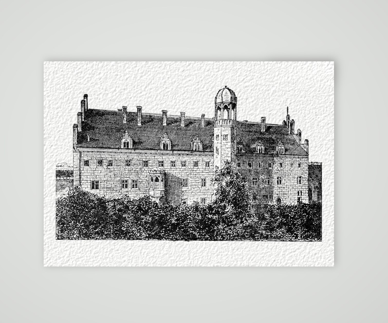 Wittenberg, das Lutherhaus nach der Renovierung – Holzstich, Kunstdruck auf Hahnemühle-Büttenpapier