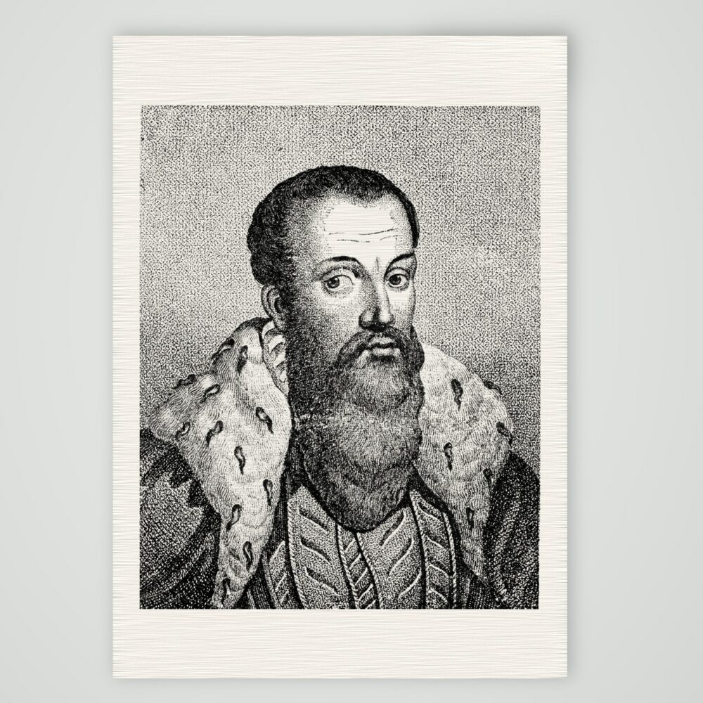 Moritz von Sachsen im Hermelinmantel – Holzstich, Kunstdruck auf Leinenpapier