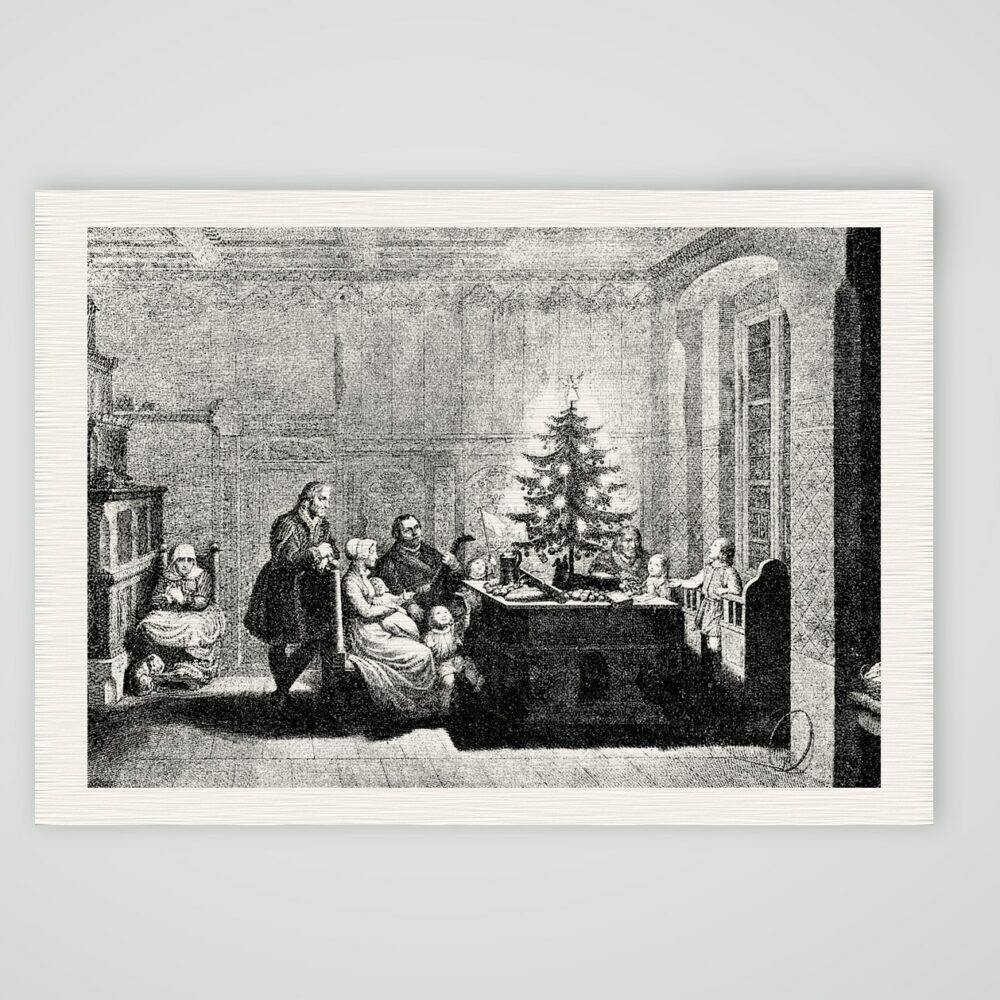 Luthers Weihnachtsabend – nach Schwerdgeburth – Buchreproduktion nach C. A. Schwerdgeburth, Kunstdruck auf Leinenpapier