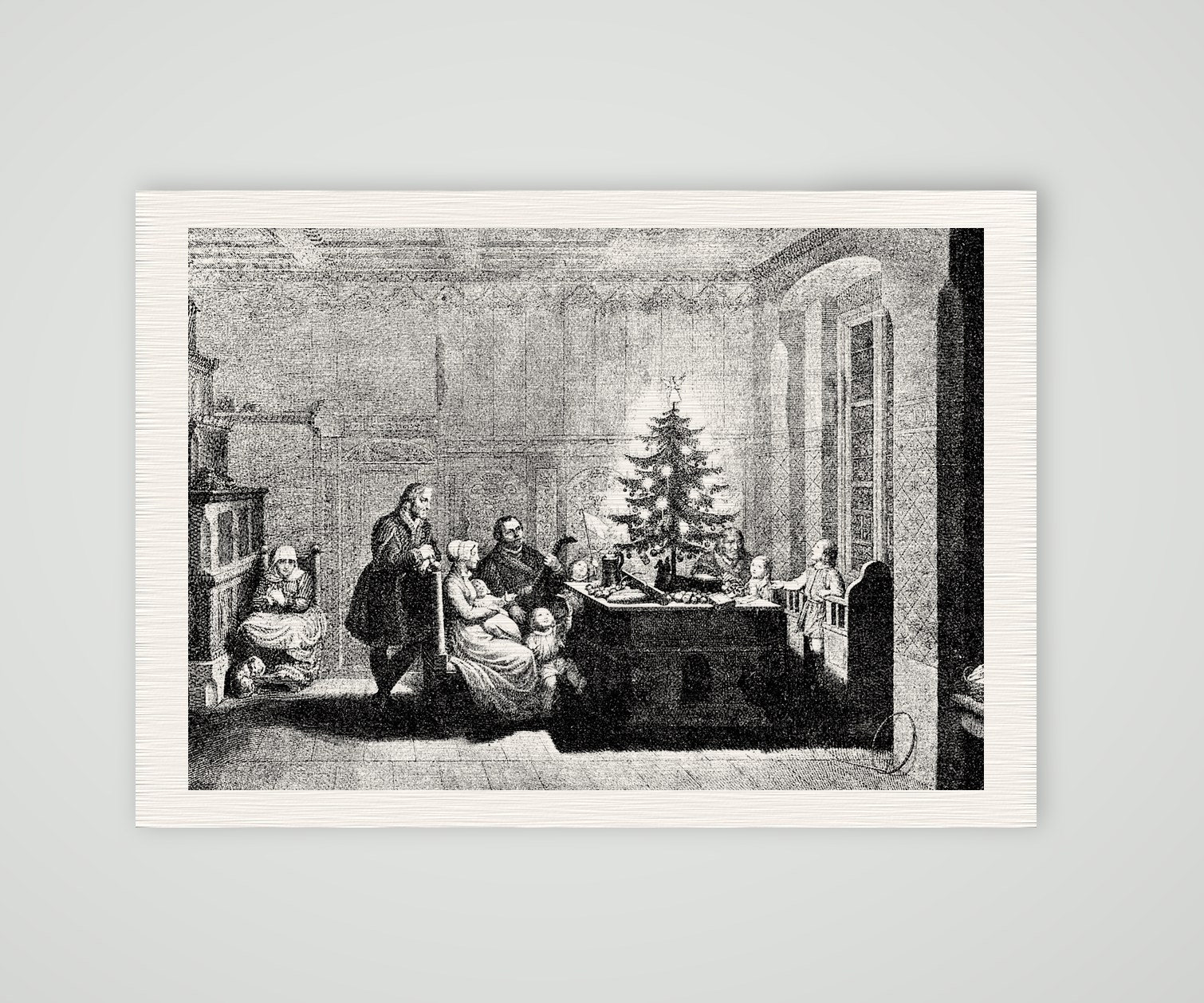 Luthers Weihnachtsabend – nach Schwerdgeburth – Buchreproduktion nach C. A. Schwerdgeburth, Kunstdruck auf Leinenpapier