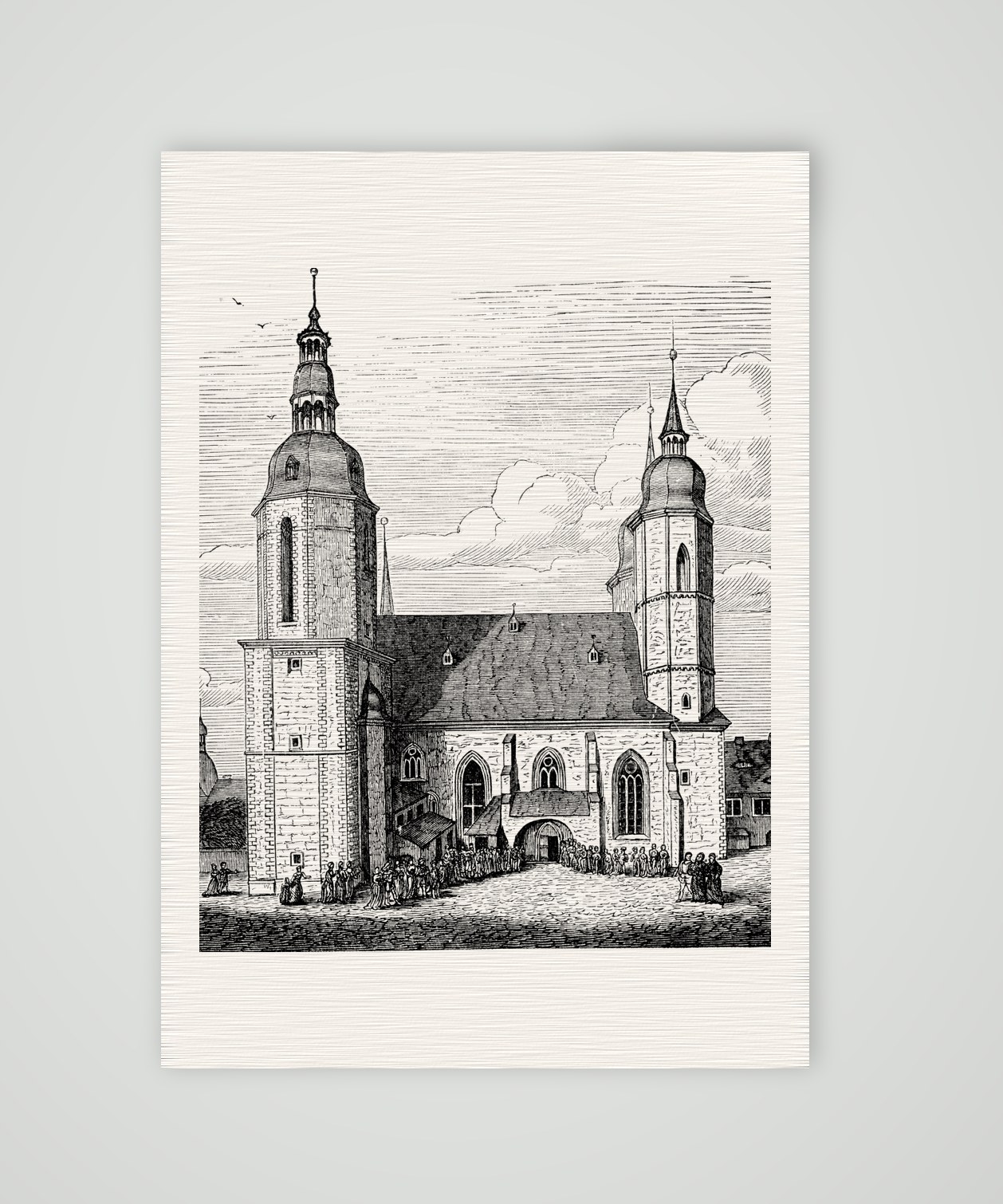 Eisleben, die Andreaskirche – Holzstich, Kunstdruck auf Leinenpapier