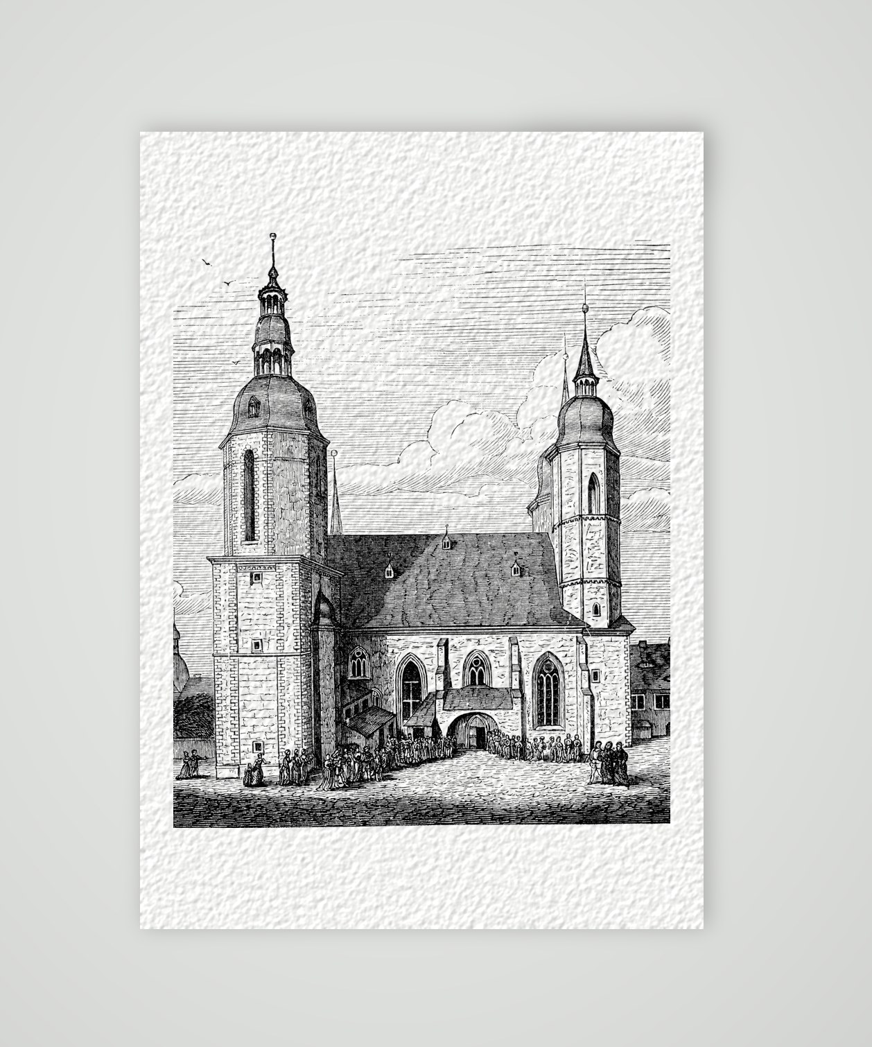 Eisleben, die Andreaskirche – Holzstich, Kunstdruck auf Hahnemühle-Büttenpapier