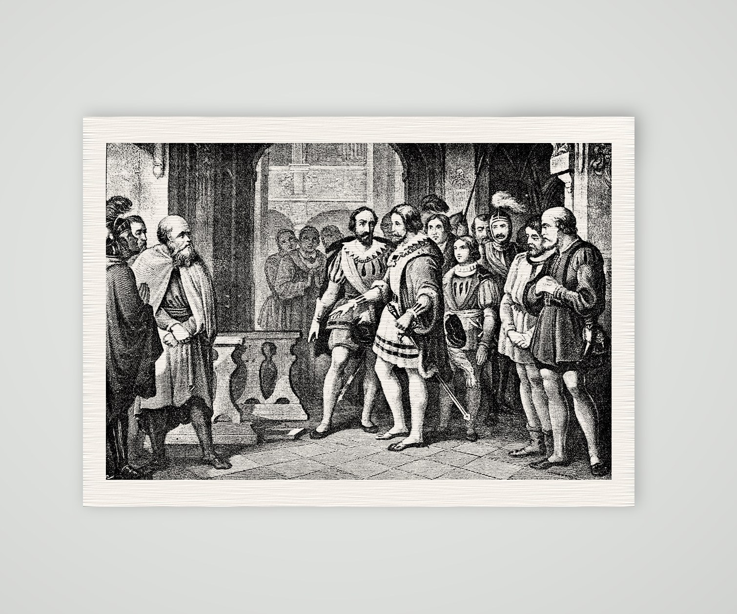 Karl V. an Luthers Grab in Wittenberg – Buchreproduktion, Kunstdruck auf Leinenpapier