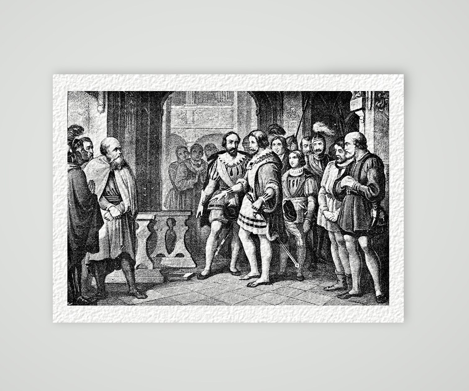 Karl V. an Luthers Grab in Wittenberg – Buchreproduktion, Kunstdruck auf Hahnemühle-Büttenpapier