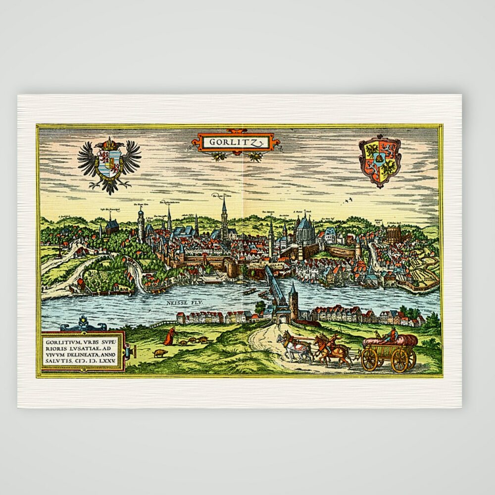 Görlitz nach Braun und Hogenberg – Farbiges Faksimile nach Braun und Hogenberg, Kunstdruck auf Leinenpapier