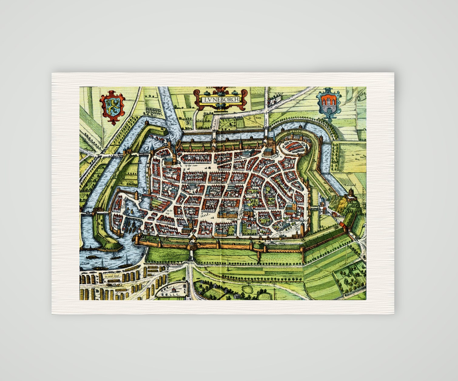 Lüneburg Stadtplan nach Braun und Hogenberg – Farbiges Faksimile nach Braun und Hogenberg, Kunstdruck auf Leinenpapier