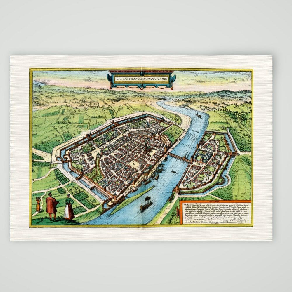 Frankfurt am Main Stadtplan nach Braun und Hogenberg – Farbiges Faksimile nach Braun und Hogenberg, Kunstdruck auf Leinenpapier