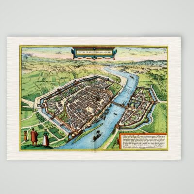 Frankfurt am Main Stadtplan nach Braun und Hogenberg – Farbiges Faksimile nach Braun und Hogenberg, Kunstdruck auf Leinenpapier