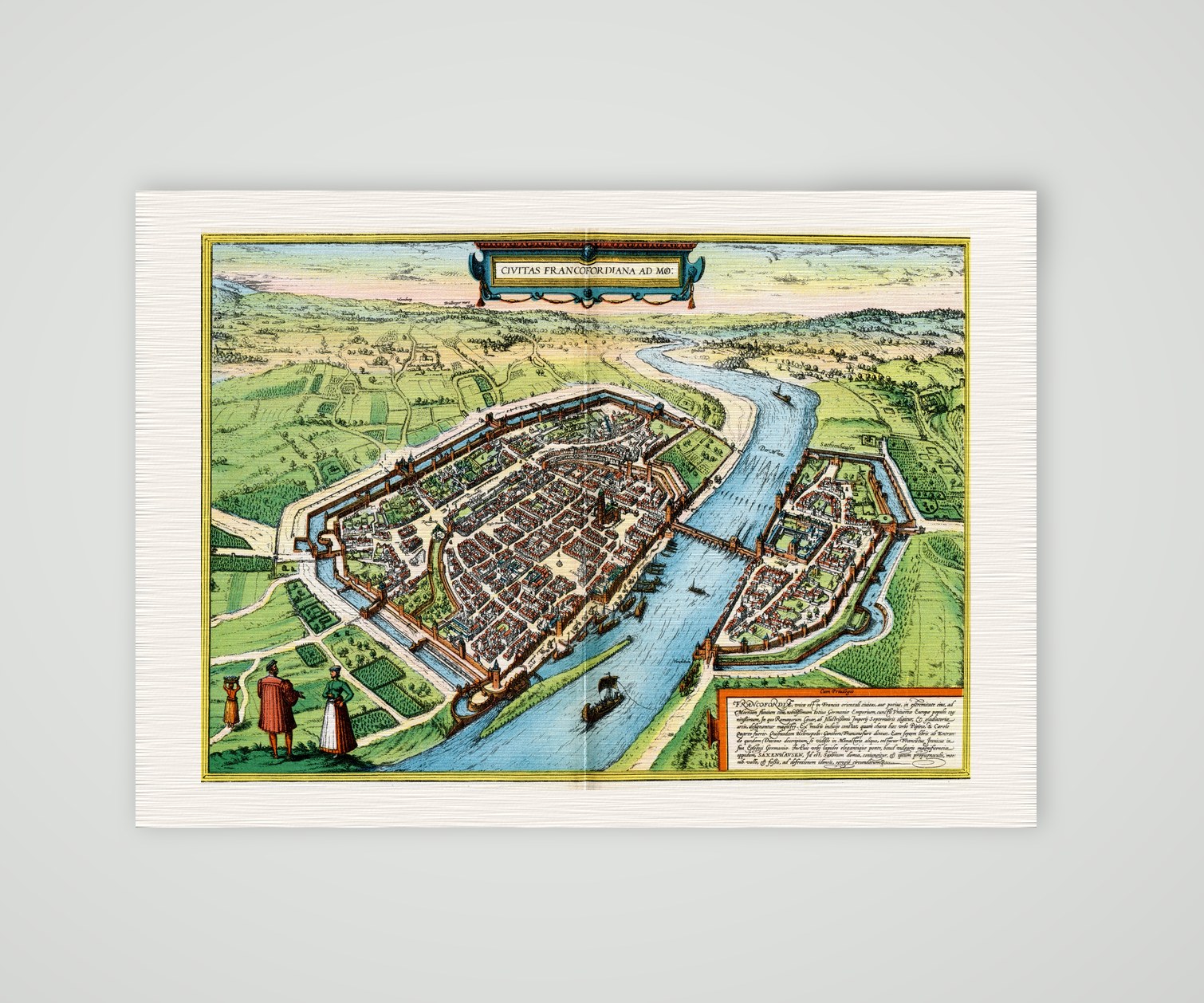 Frankfurt am Main Stadtplan nach Braun und Hogenberg – Farbiges Faksimile nach Braun und Hogenberg, Kunstdruck auf Leinenpapier