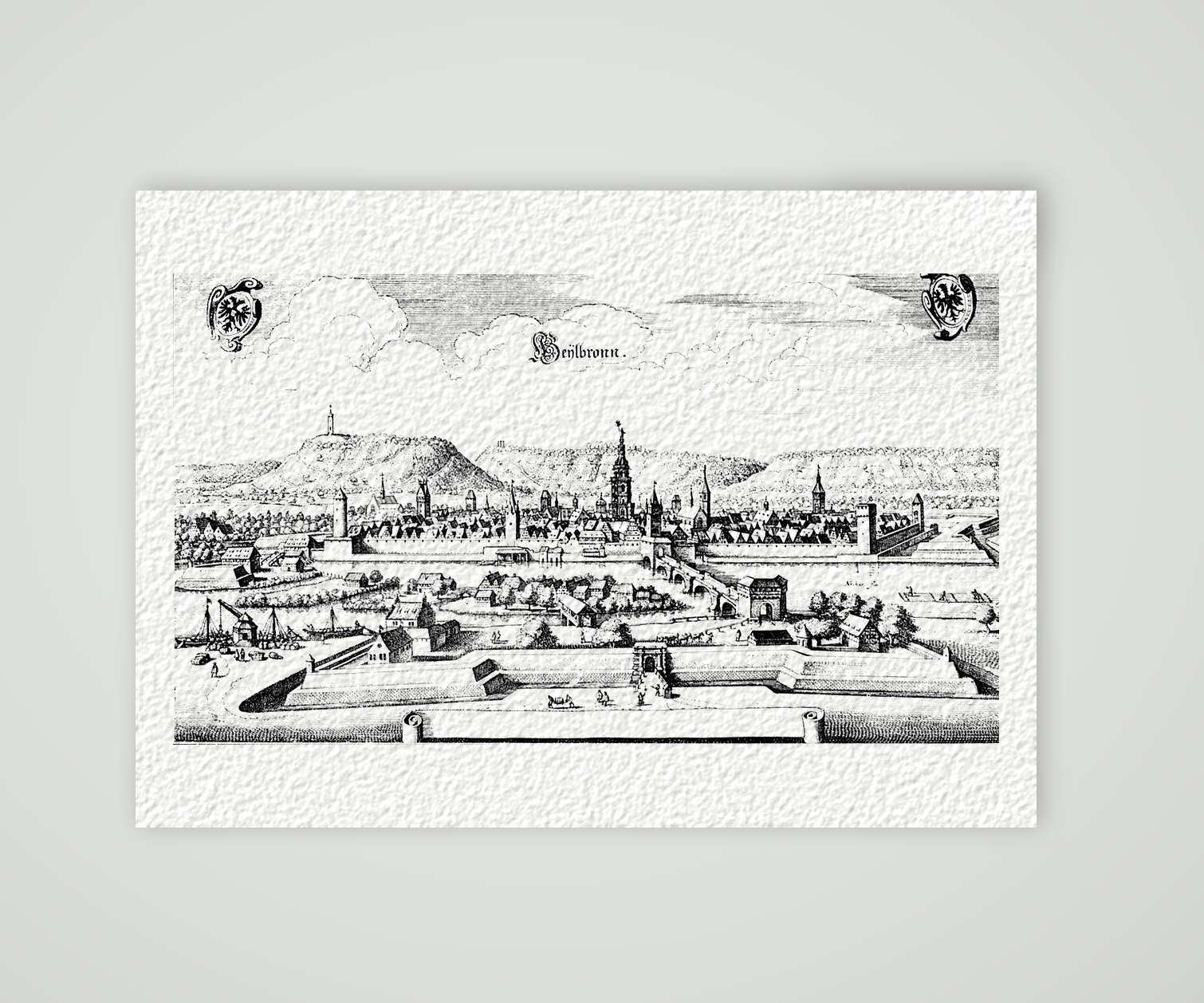 Heilbronn am Neckar – Buchreproduktion nach Kupferstich, Kunstdruck auf Hahnemühle-Büttenpapier