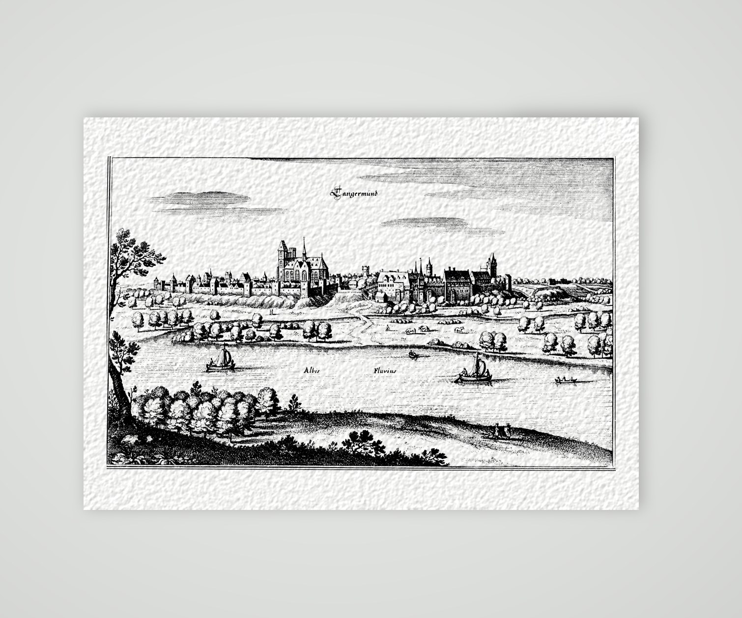 Tangermünde an der Elbe – Buchreproduktion nach Kupferstich, Kunstdruck auf Hahnemühle-Büttenpapier