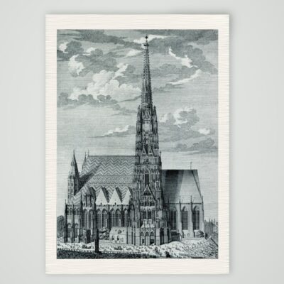 Wien, Stephansdom mit Südturm, Kupferstich von G. D. Heumann nach Salomon Kleiner, 18. Jahrhundert, Kunstdruck auf Leinenpapier