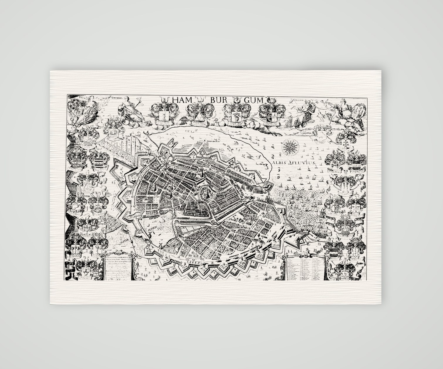 Hamburg, Stadtplan von 1690 – Buchreproduktion nach Kupferstich von 1690, Kunstdruck auf Leinenpapier