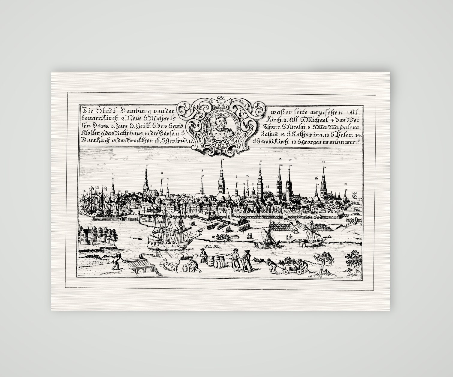 Hamburg von der Elbe aus – Kupferstich, Kunstdruck auf Leinenpapier