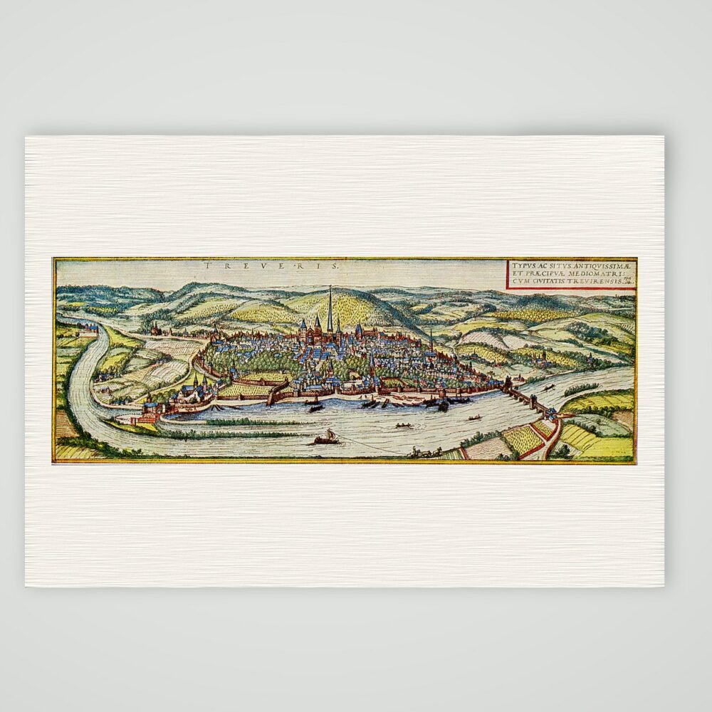 Trier nach Braun und Hogenberg – Kupferstich, Kunstdruck auf Leinenpapier