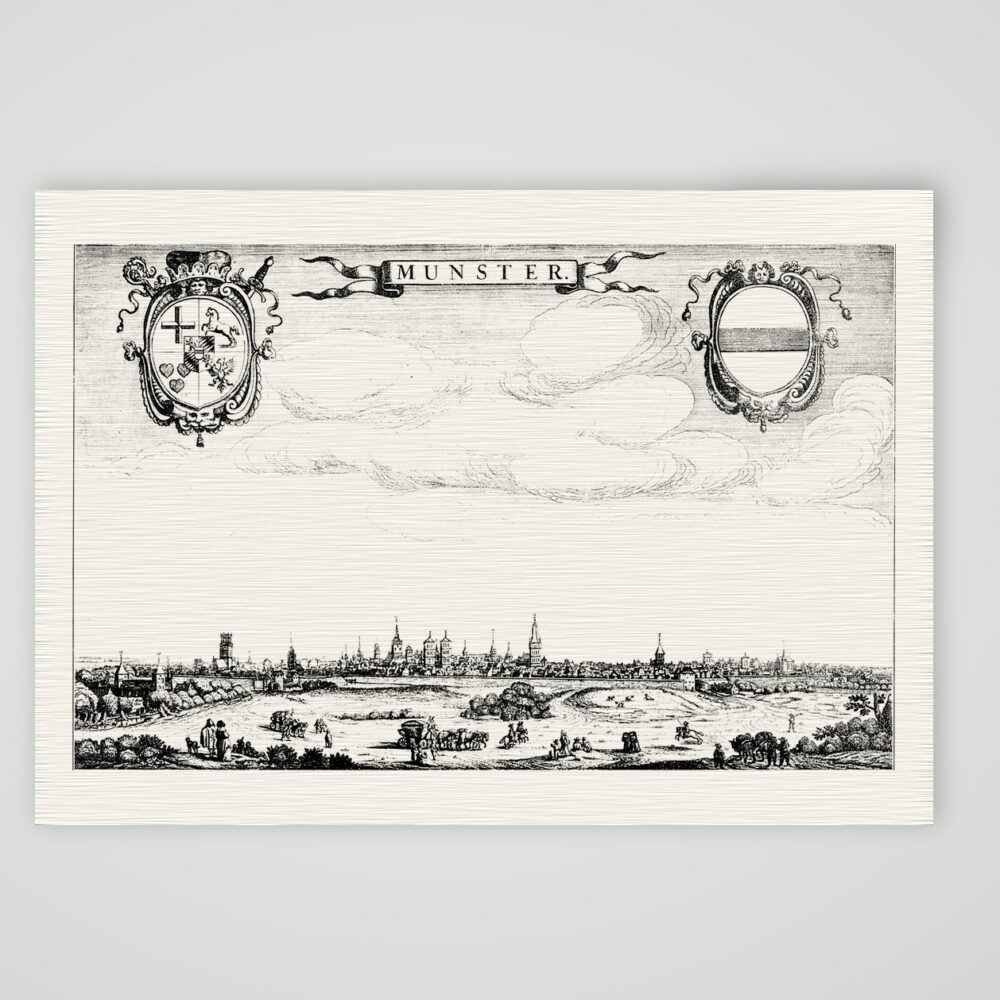 Münster, Stadtpanorama – Kupferstich, Kunstdruck auf Leinenpapier