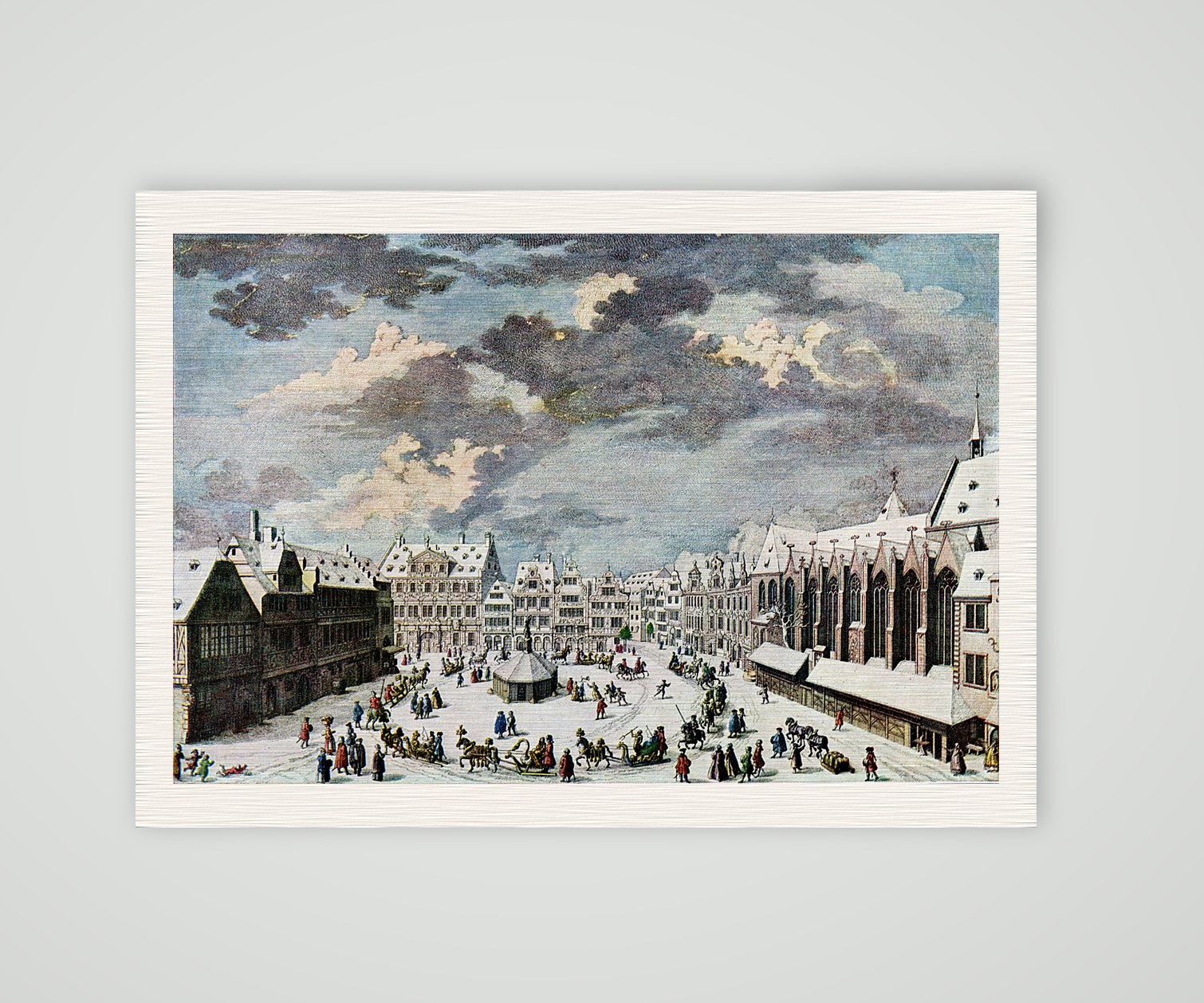 Frankfurt am Main, der Liebfrauenberg – Kupferstich, Kunstdruck auf Leinenpapier